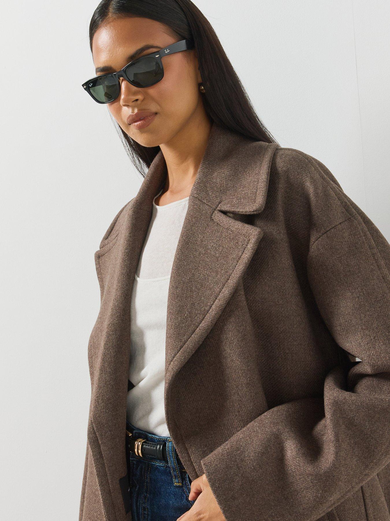 Image 4 of 6 of Mango Women's Belted Longline Coat - Brown