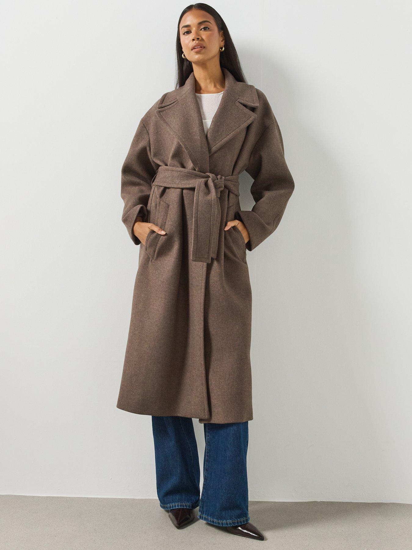 Image 6 of 6 of Mango Women's Belted Longline Coat - Brown