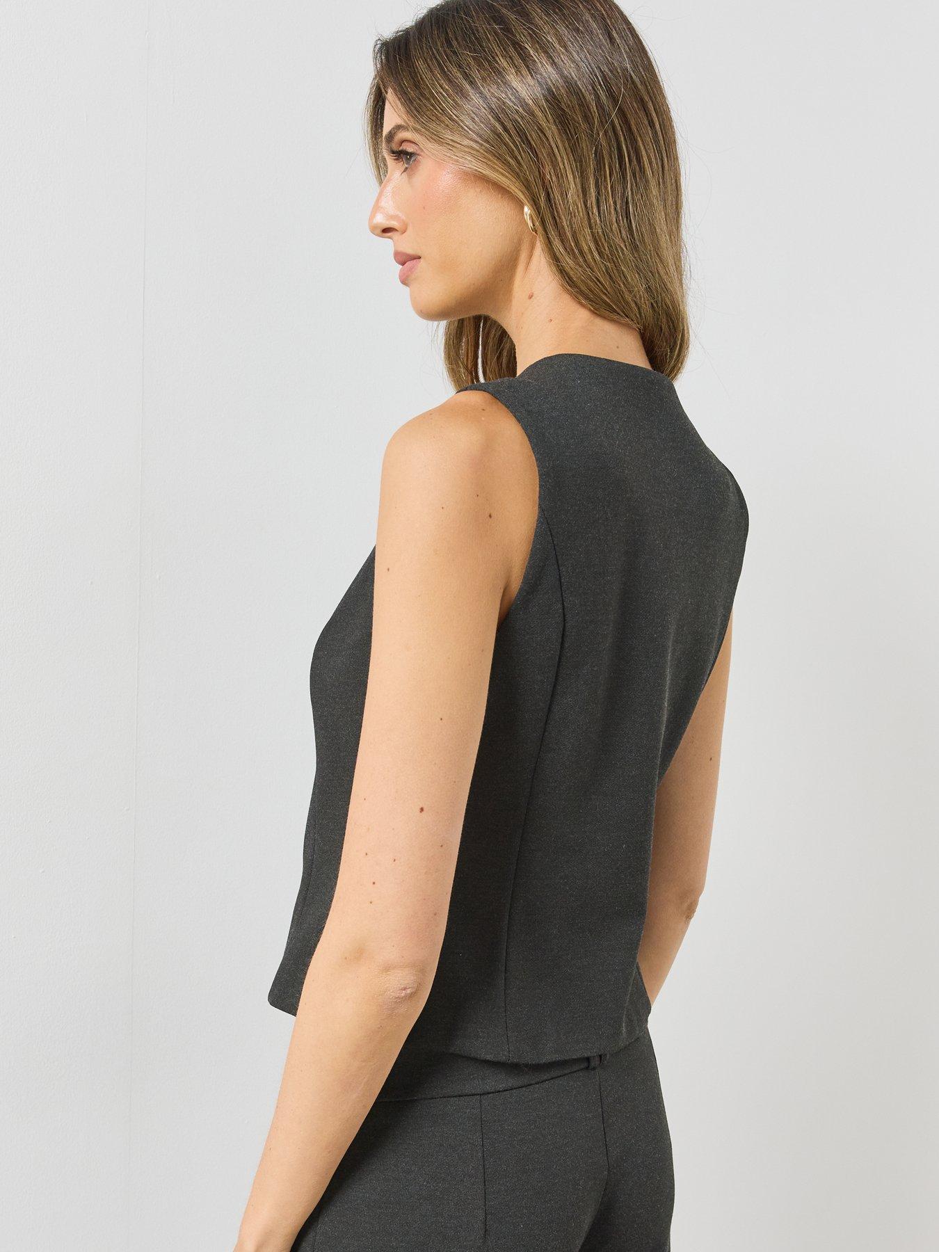 Image 2 of 5 of Mango Waistcoat With Frogging Detail And Seam Detailing-grey