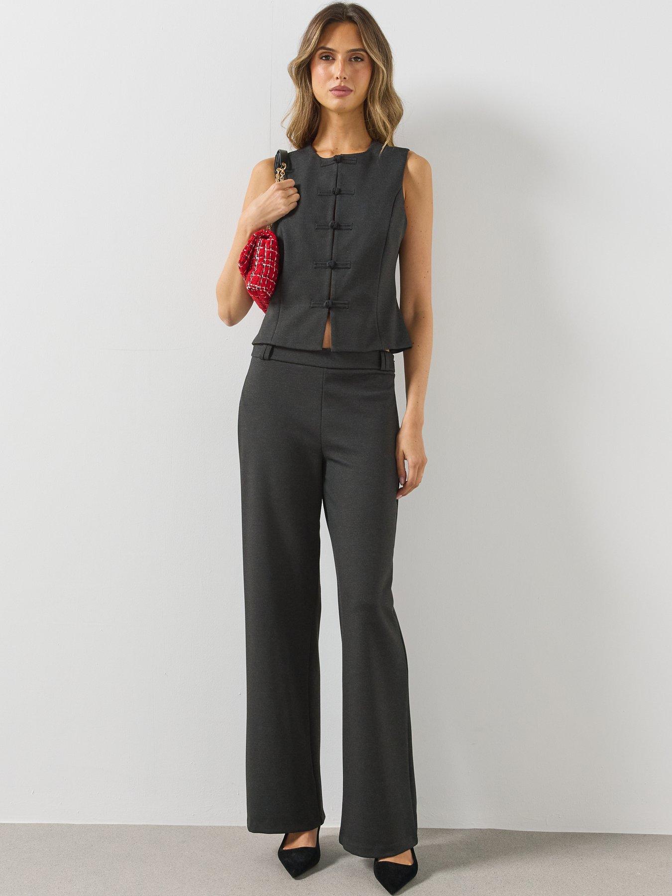 Image 3 of 5 of Mango Waistcoat With Frogging Detail And Seam Detailing-grey