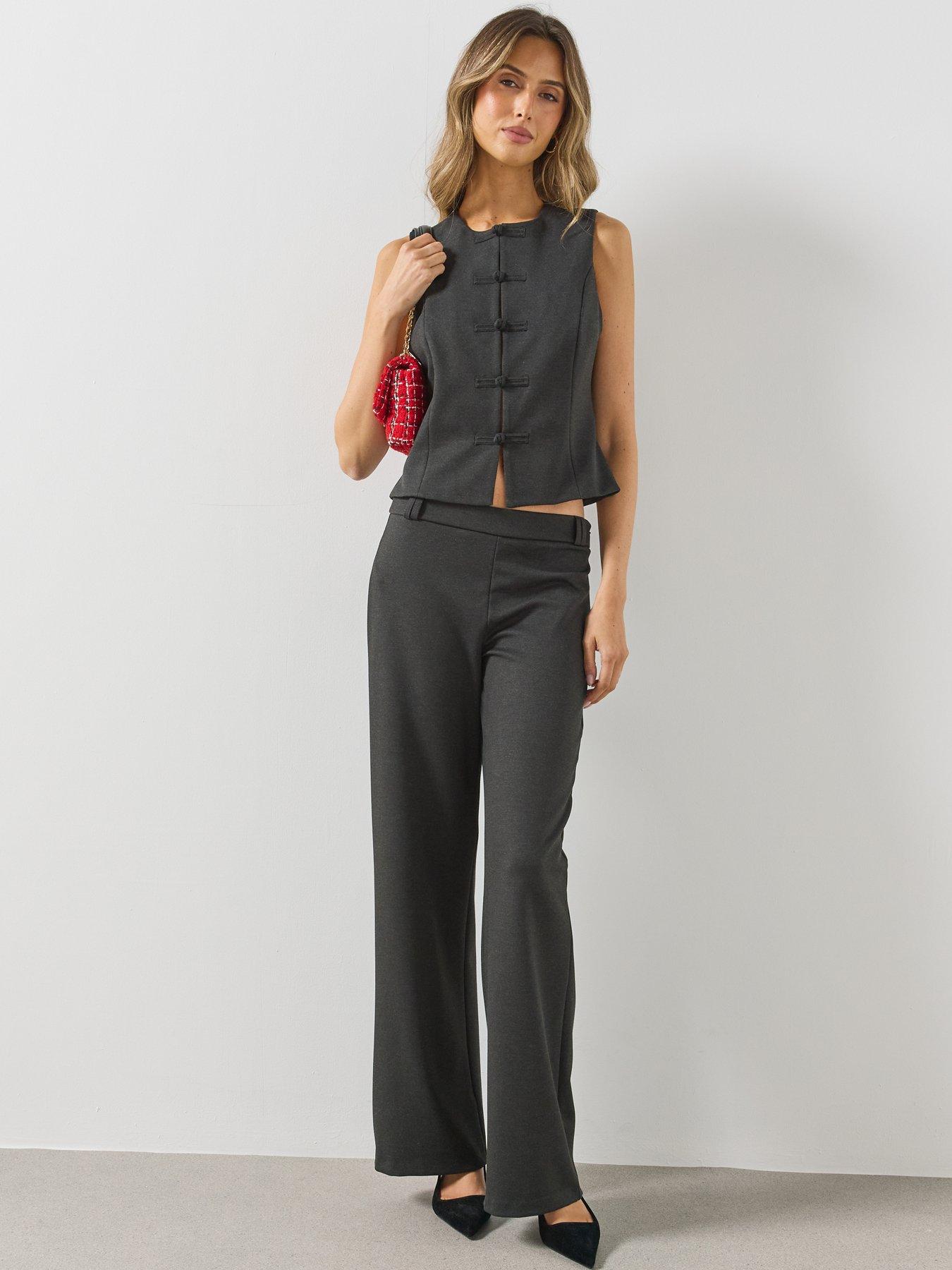 Image 5 of 5 of Mango Waistcoat With Frogging Detail And Seam Detailing-grey