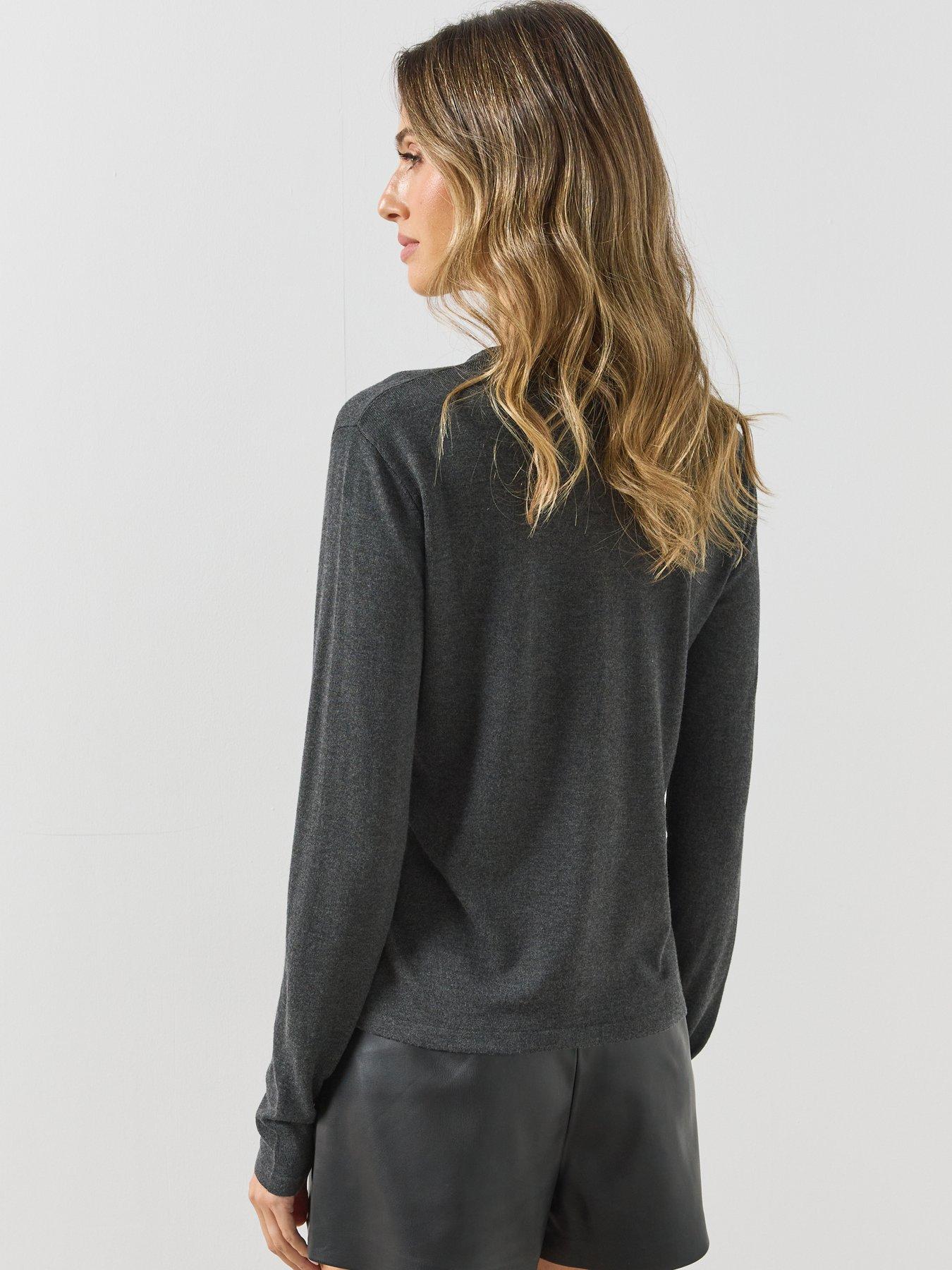 Image 2 of 5 of Mango Fine-knit Cardigan With Metal Buttons-grey