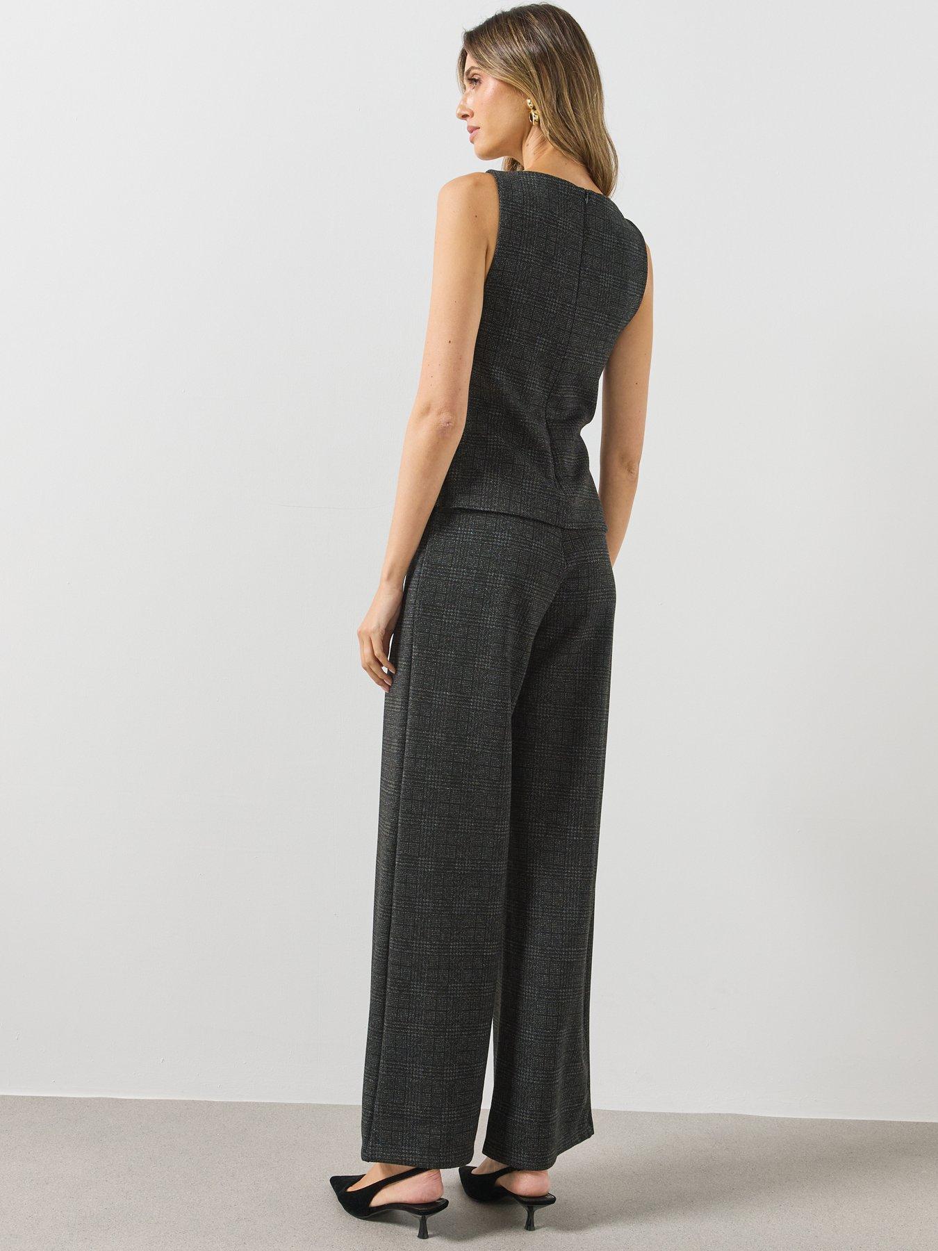 Image 2 of 6 of Mango Womens Two-Piece Look Wide Leg Textured Jumpsuit - Grey