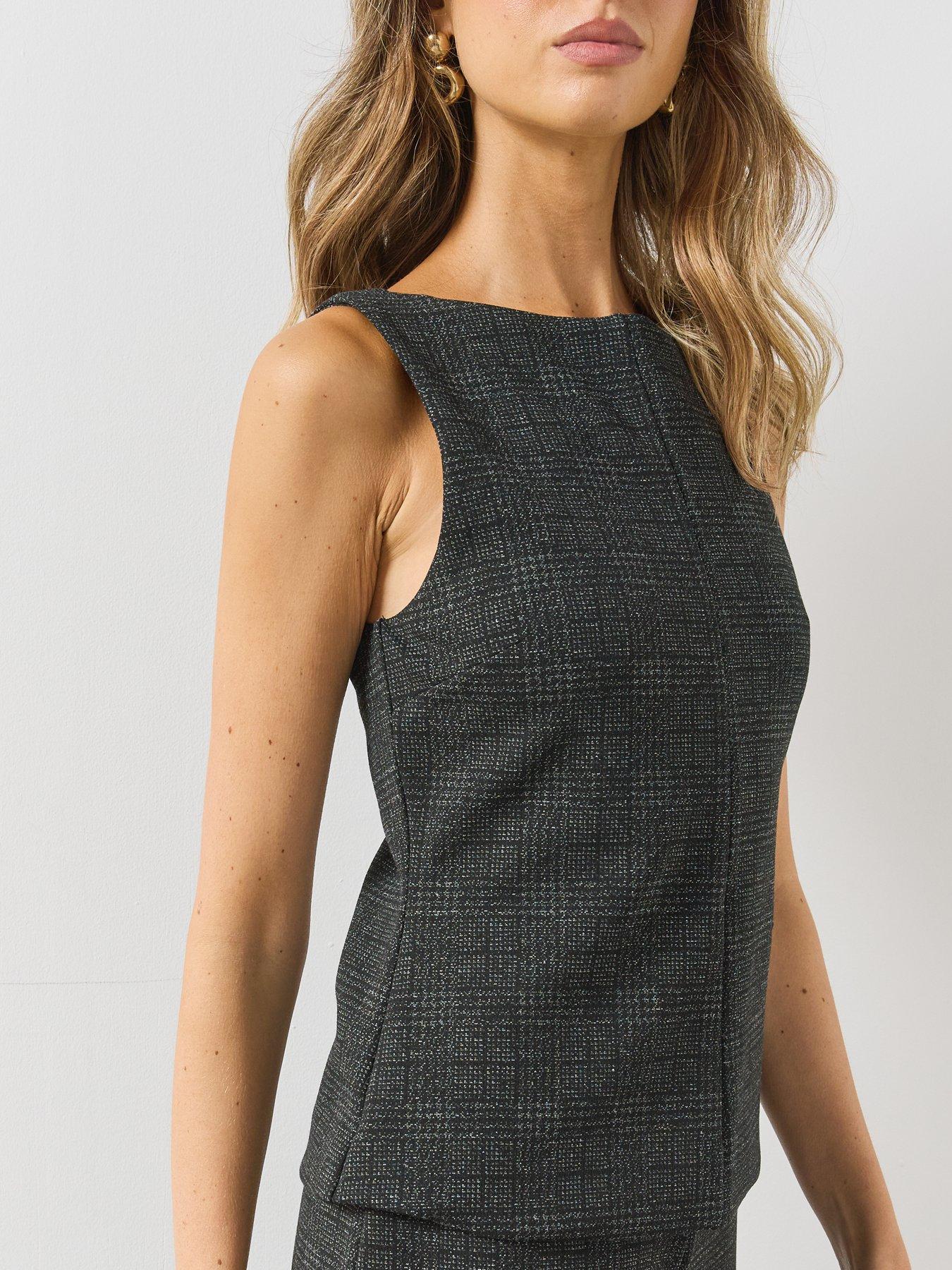 Image 4 of 6 of Mango Womens Two-Piece Look Wide Leg Textured Jumpsuit - Grey