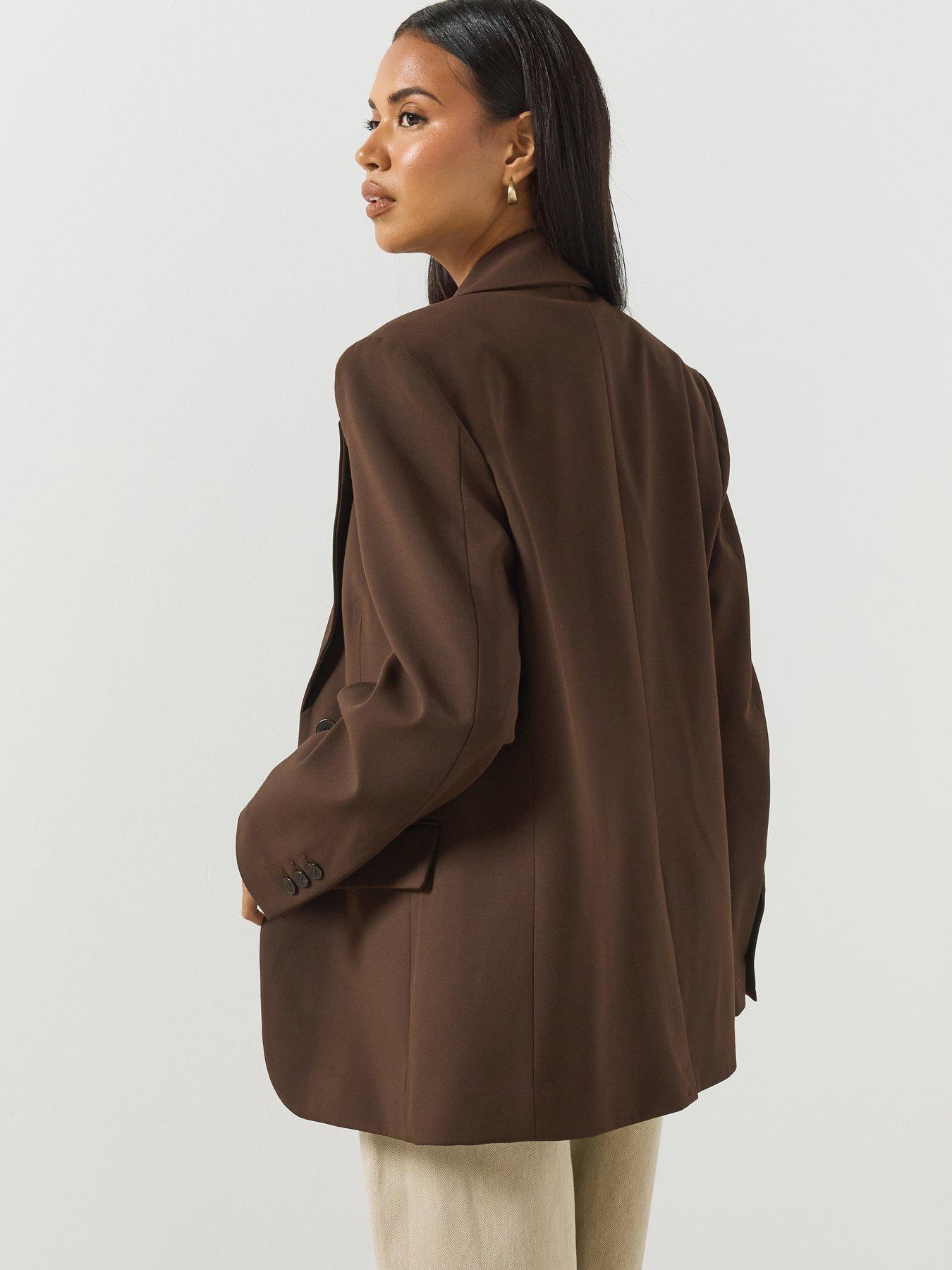 Image 2 of 6 of Mango Women's Straight Blazer with Flap Pockets - Brown