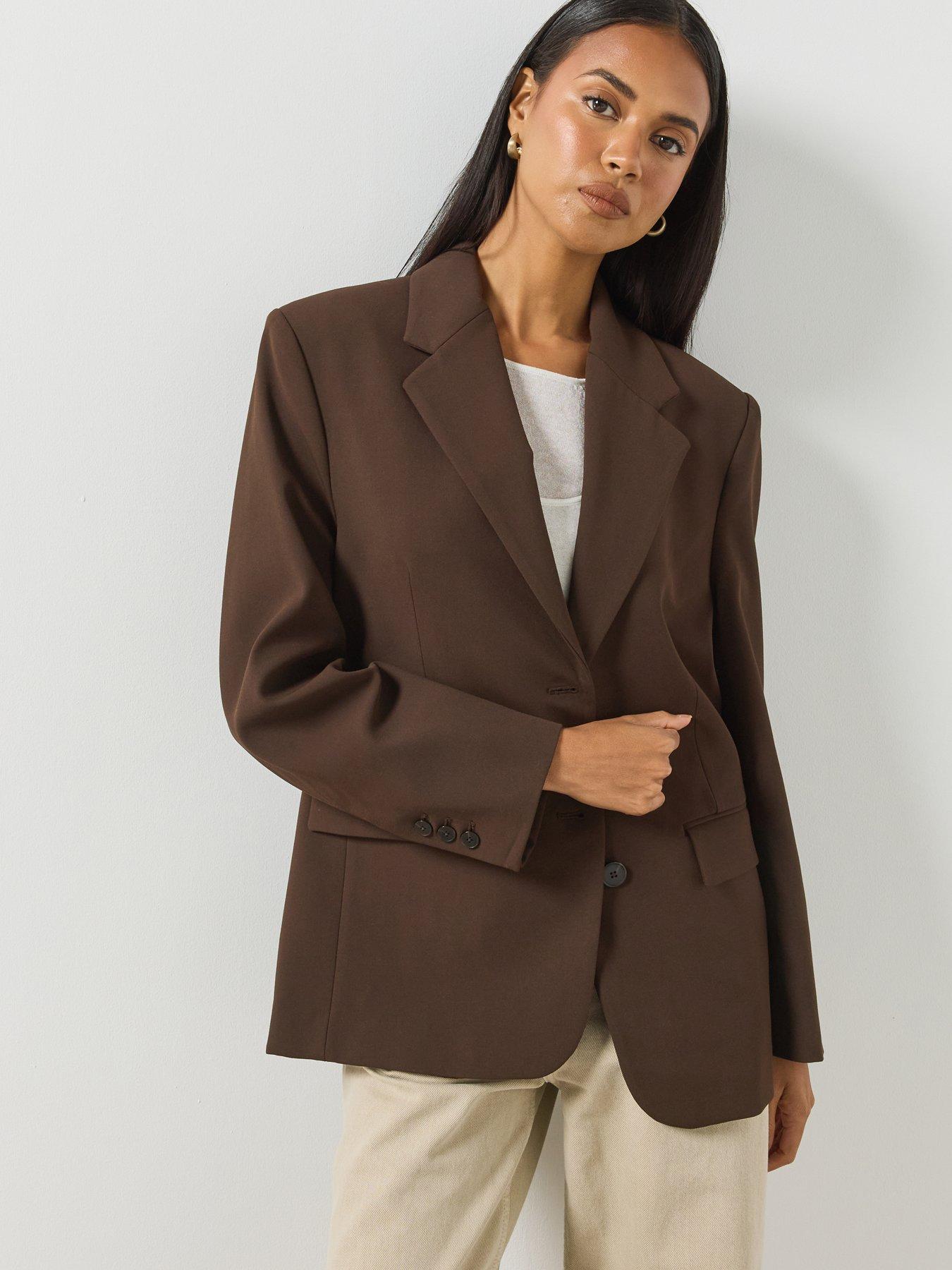 Image 4 of 6 of Mango Women's Straight Blazer with Flap Pockets - Brown