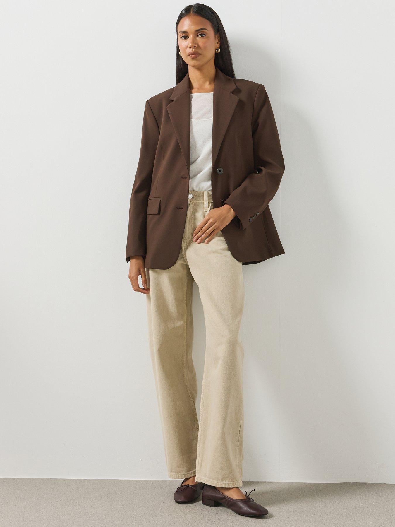 Image 5 of 6 of Mango Women's Straight Blazer with Flap Pockets - Brown