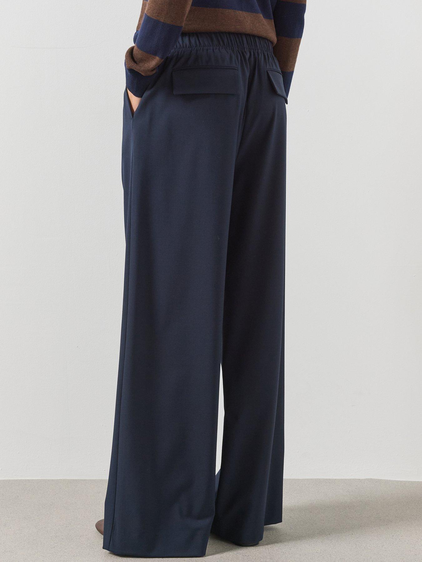 Image 2 of 5 of Mango Wide Leg Jogger Trousers-navy