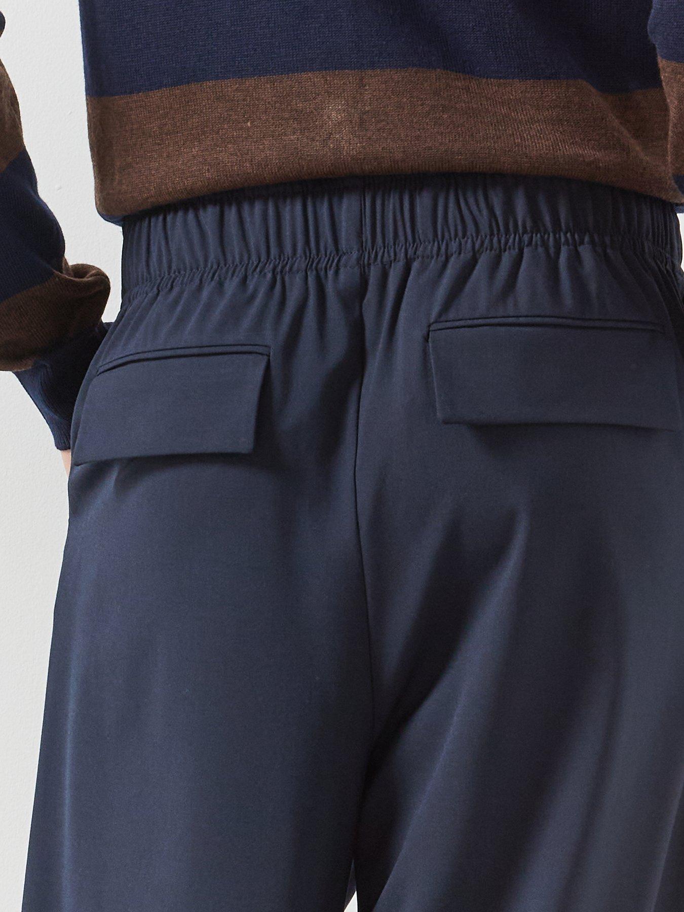 Image 4 of 5 of Mango Wide Leg Jogger Trousers-navy