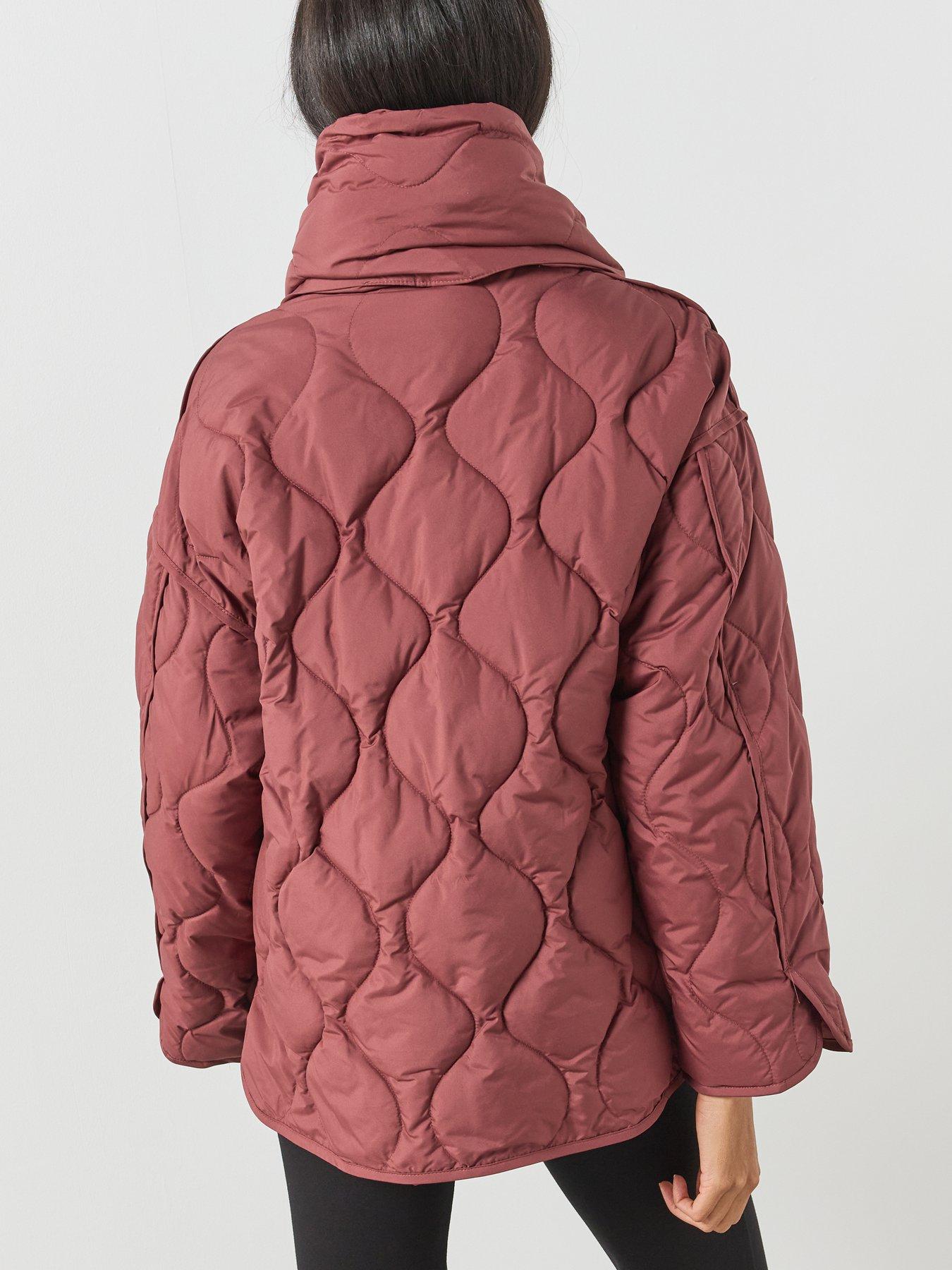 Image 2 of 6 of Mango Removable Scarf Padded Anorak - Red