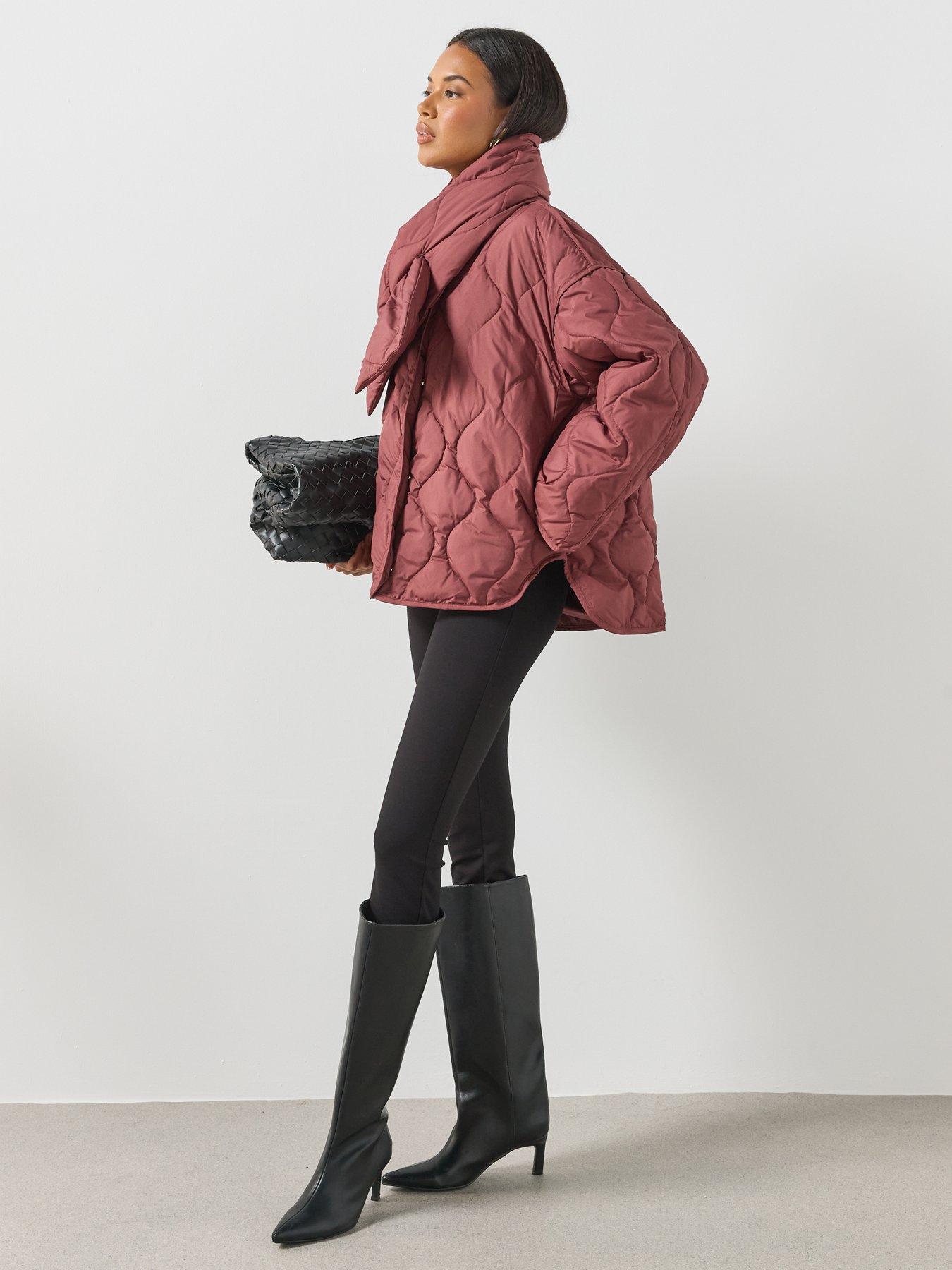 Image 3 of 6 of Mango Removable Scarf Padded Anorak - Red