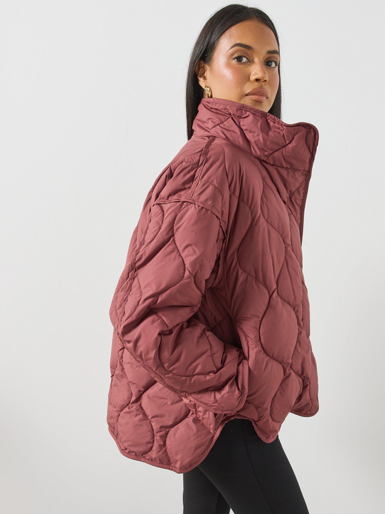 Image 6 of 6 of Mango Removable Scarf Padded Anorak - Red
