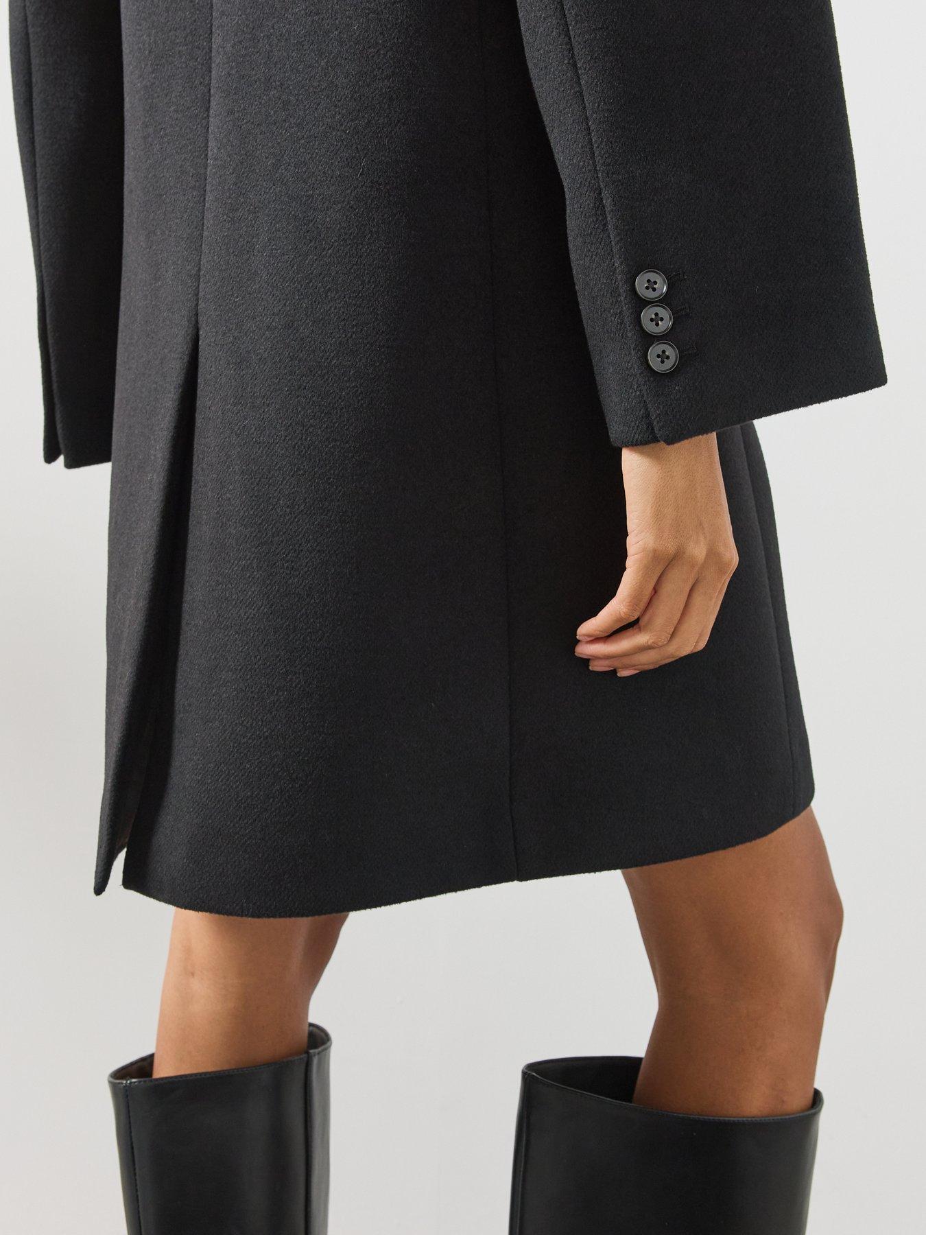 Image 4 of 6 of Mango Tailored Single-Breasted Longline Coat - Black