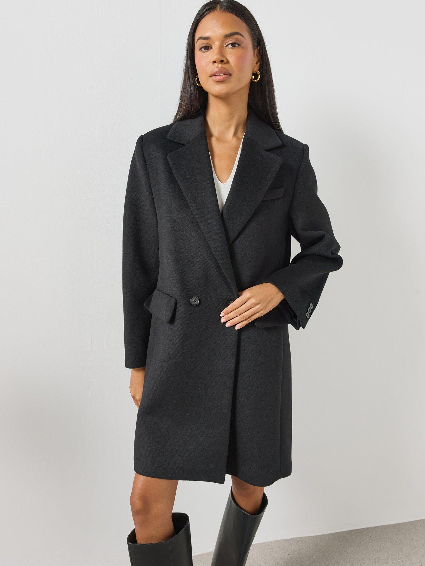 Image 6 of 6 of Mango Tailored Single-Breasted Longline Coat - Black