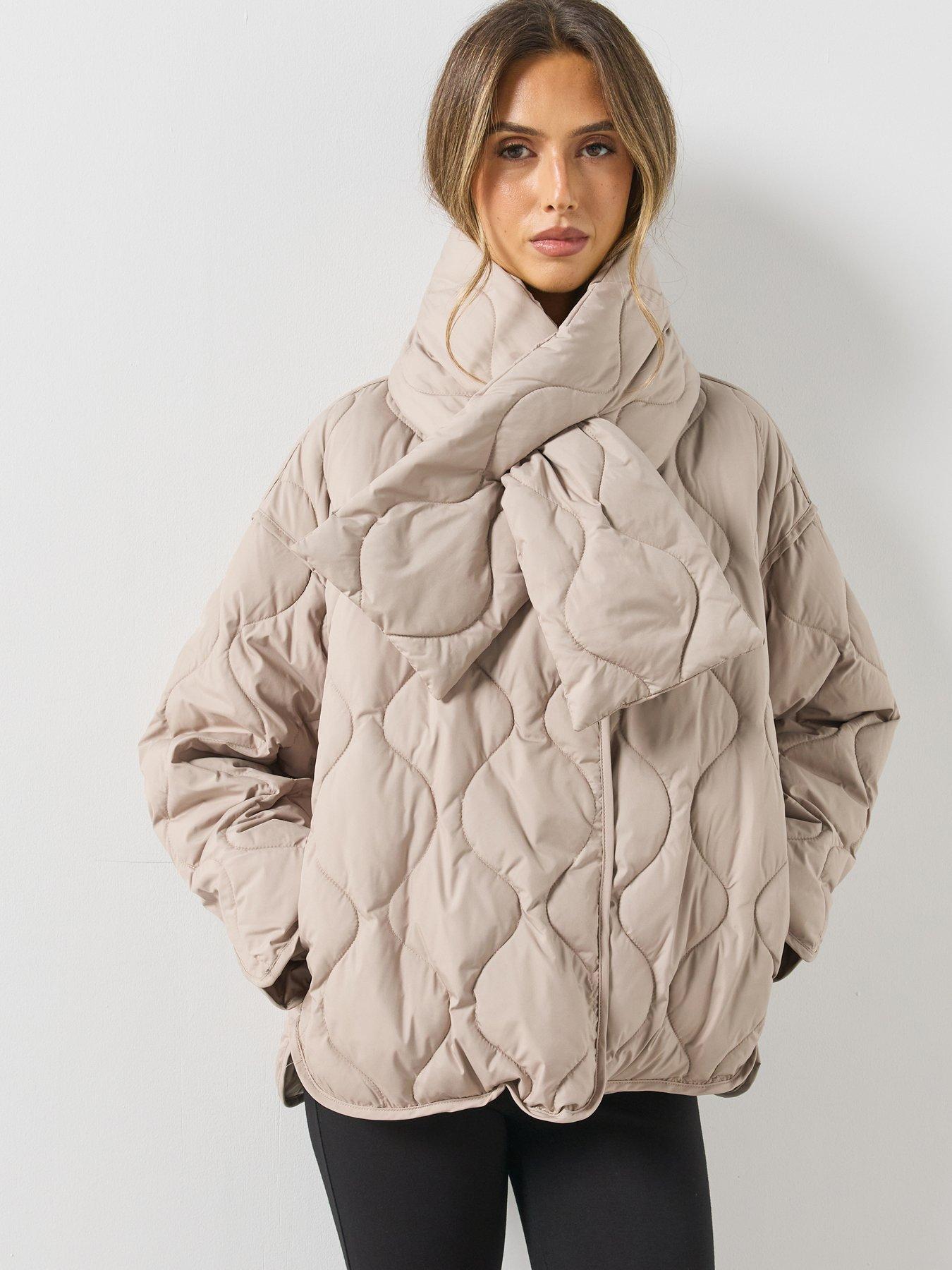 Mango Padded Anorak With Removable Scarf - Grey