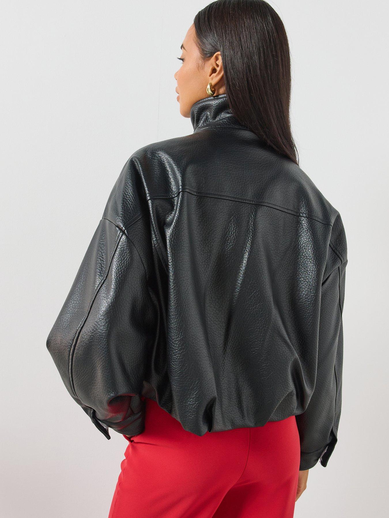 Image 2 of 6 of Mango Oversized High Neck Jacket - Black