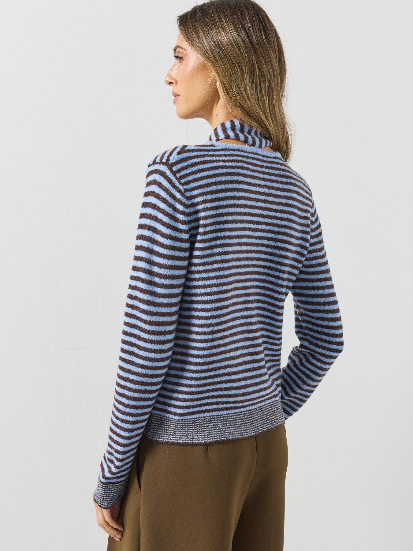Image 2 of 5 of Mango Striped Cardigan With Detachable Scarf