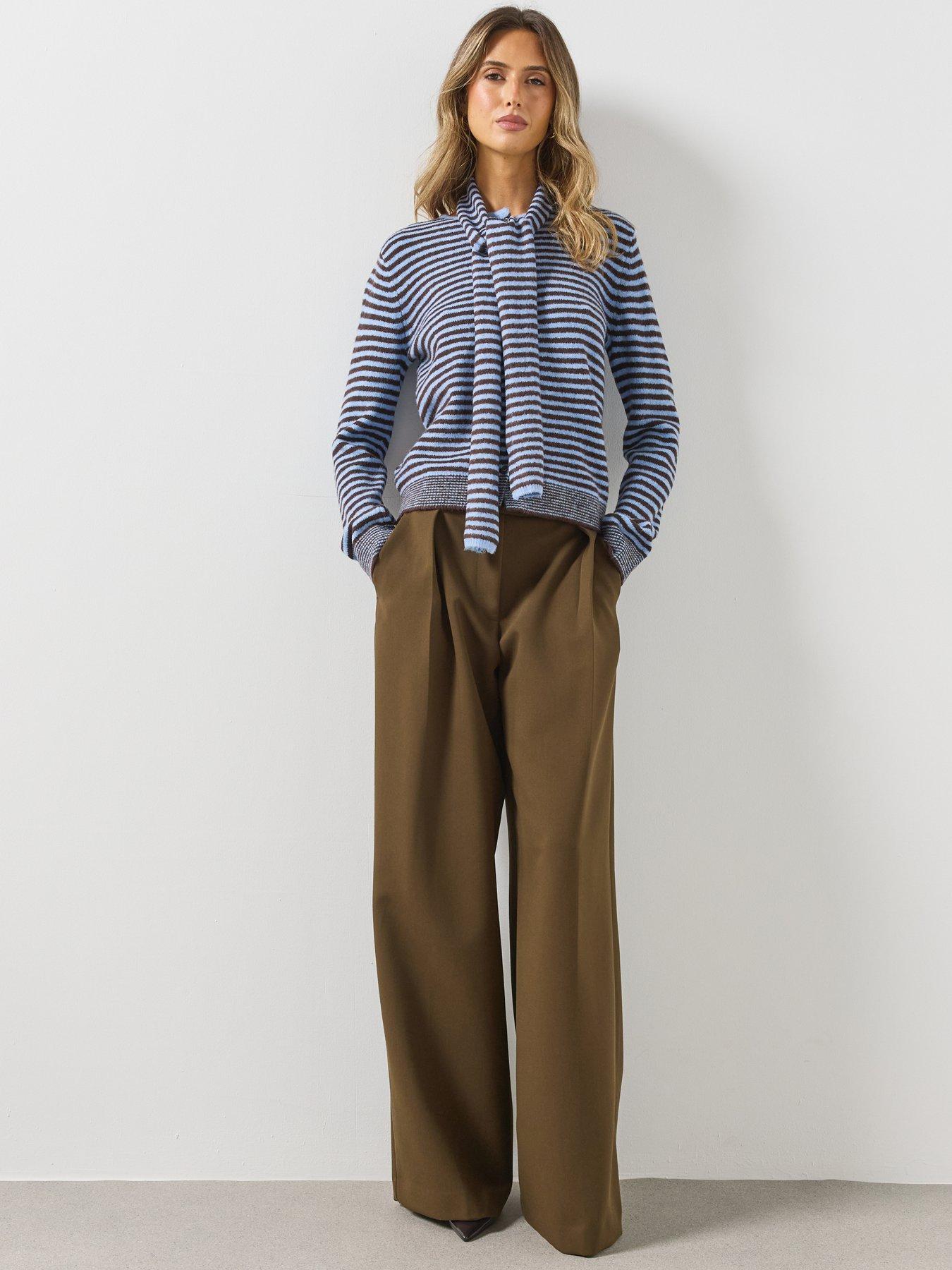 Image 3 of 5 of Mango Striped Cardigan With Detachable Scarf