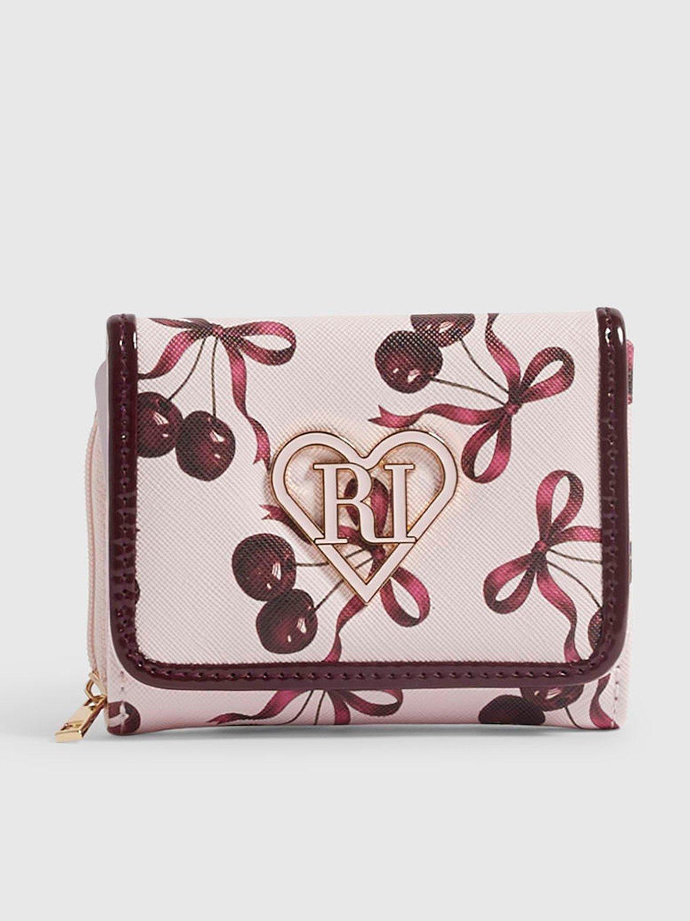 River Island Girls Cherry Print Foldover Popper Zip Purse - Pink