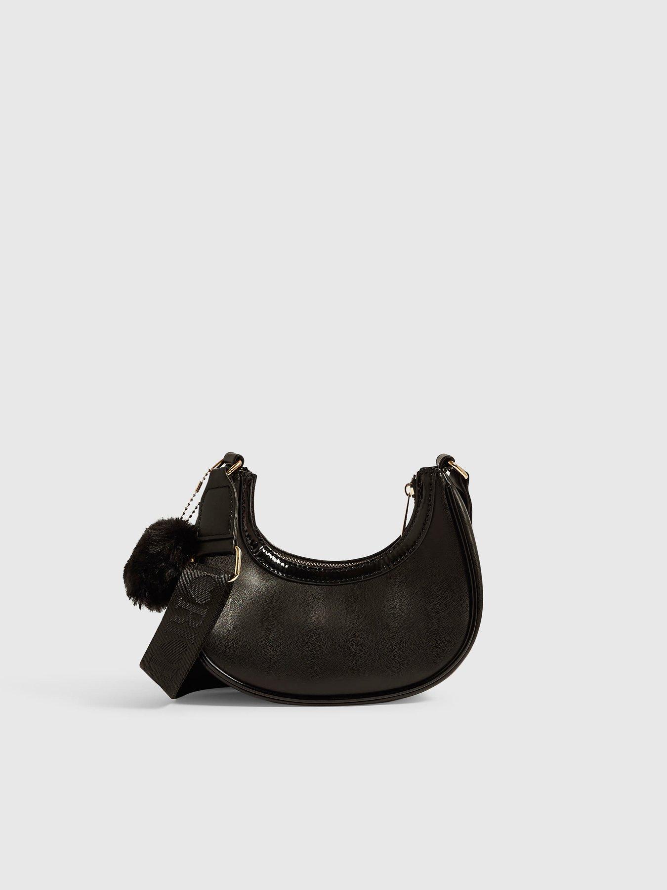 Image 3 of 5 of River Island Girls Monogram Heart Charm Scoop Bag - Black