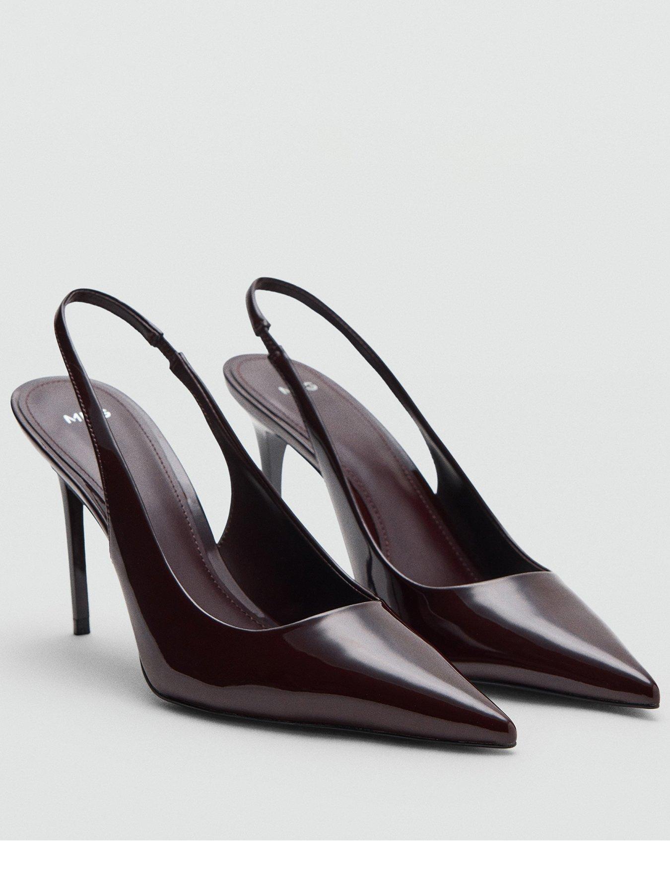 Image 1 of 4 of Mango Womens Pointed Toe Slingback Patent Heeled Shoes - Red
