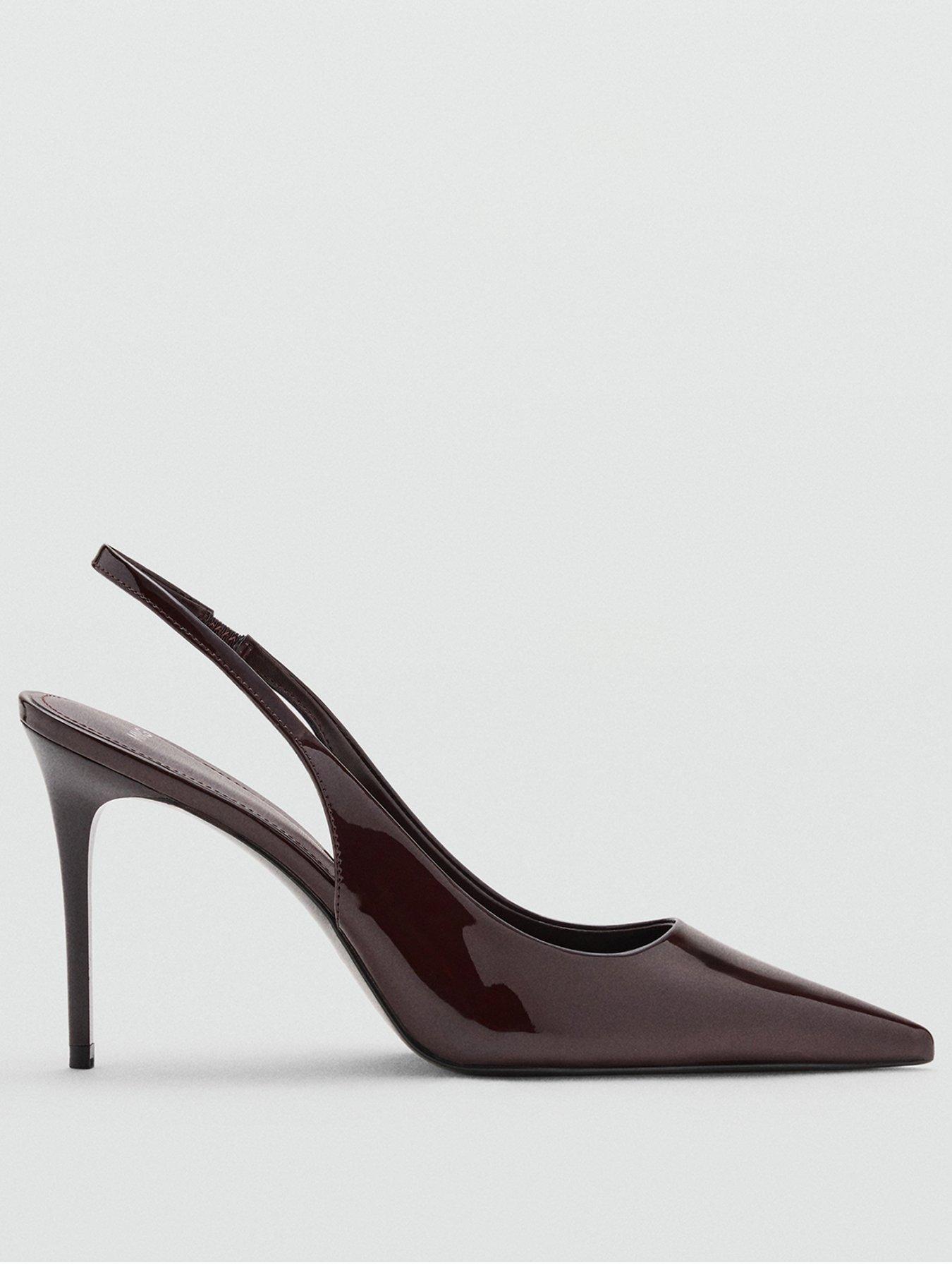 Image 2 of 4 of Mango Womens Pointed Toe Slingback Patent Heeled Shoes - Red