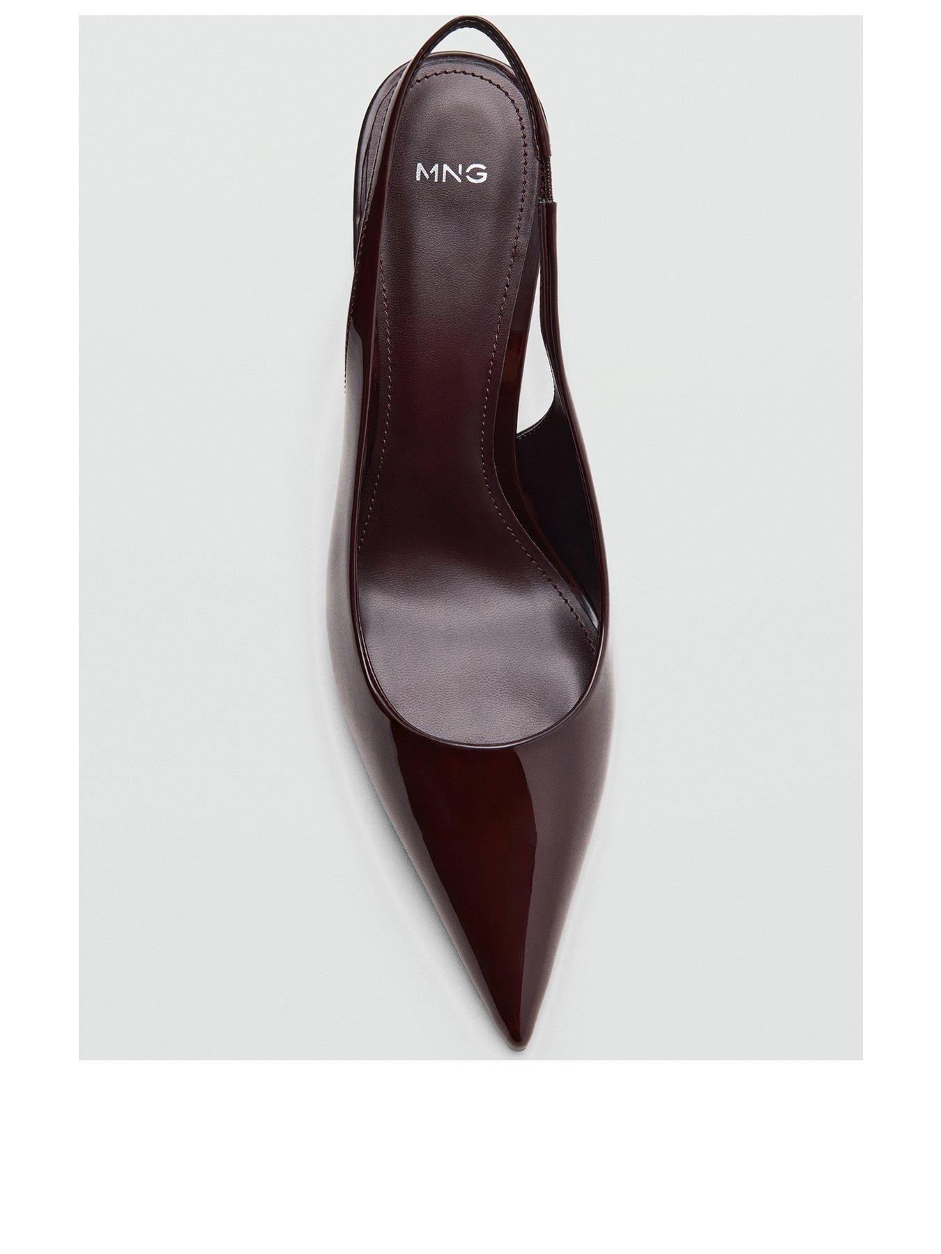 Image 3 of 4 of Mango Womens Pointed Toe Slingback Patent Heeled Shoes - Red
