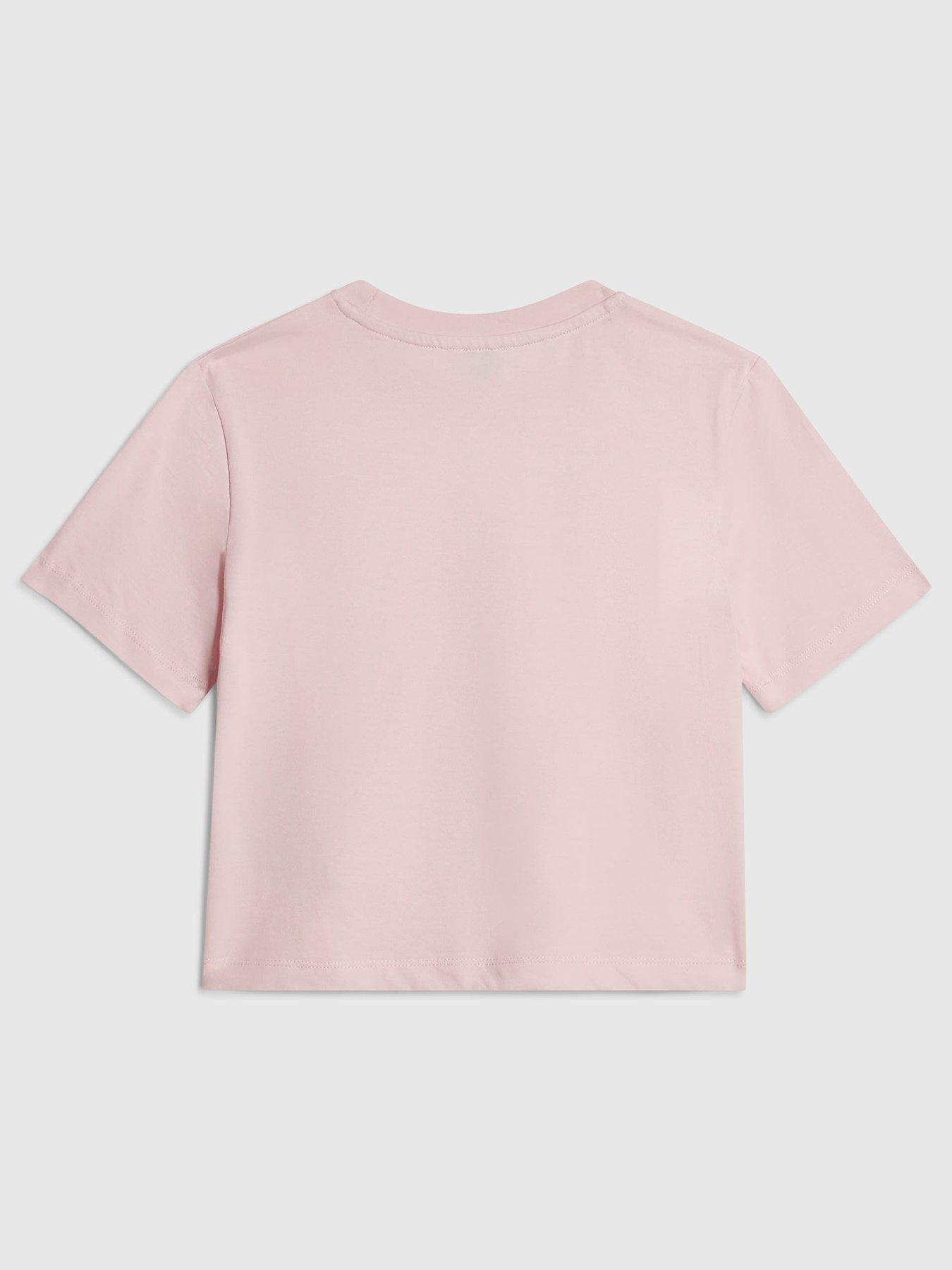 Image 2 of 4 of River Island Girls Ciao Bella Cropped T-Shirt - Pink