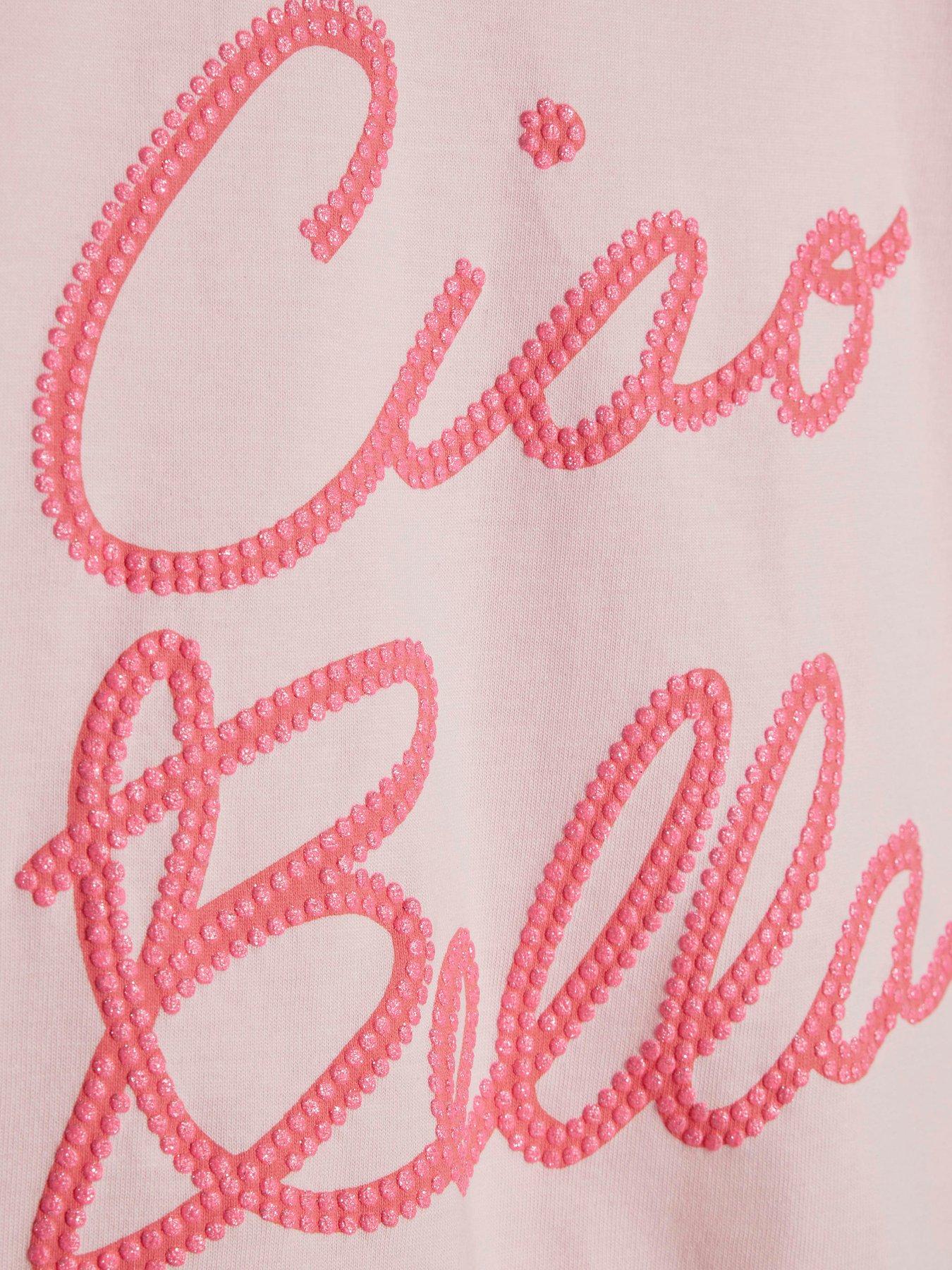 Image 3 of 4 of River Island Girls Ciao Bella Cropped T-Shirt - Pink