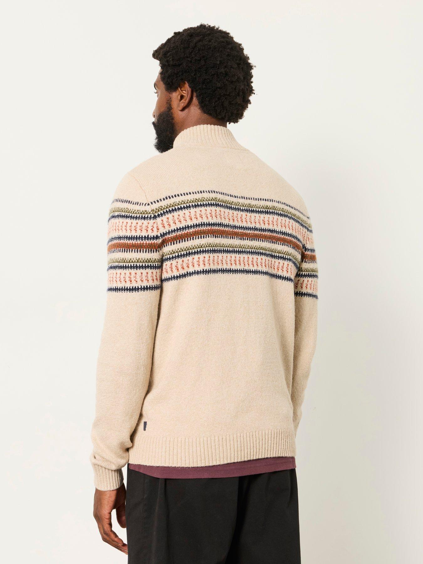 Image 2 of 6 of FatFace Mens Half-Zip Fairisle Jumper - Beige