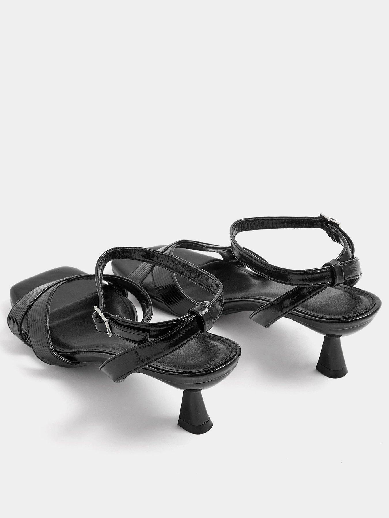 Image 3 of 4 of Yours Womens Wide Fit V Cut Square Toe Kitten Heel Sandals - Black