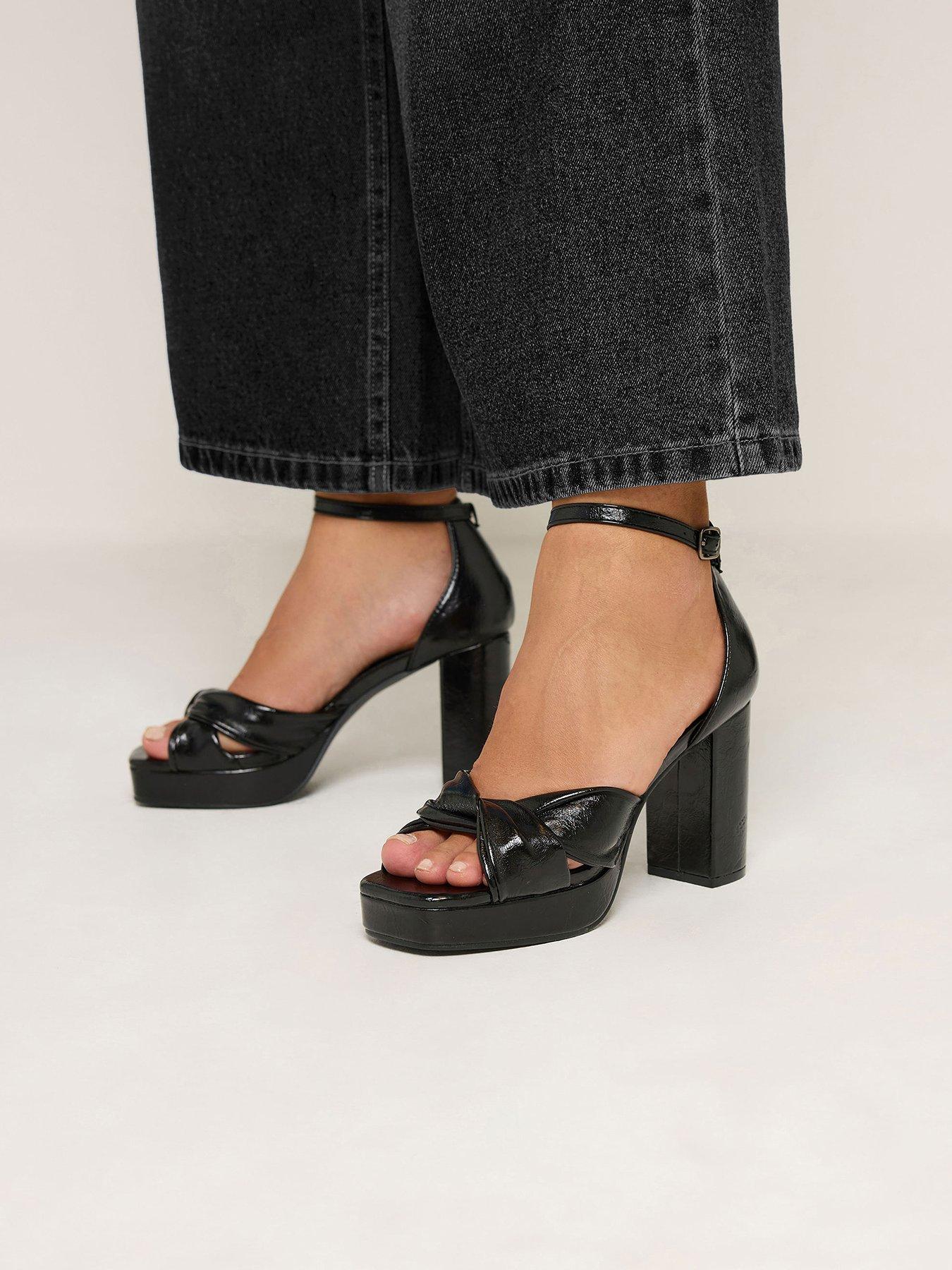 Yours Womens Wide Fit Twist Front Platform Block Heel Sandals - Black
