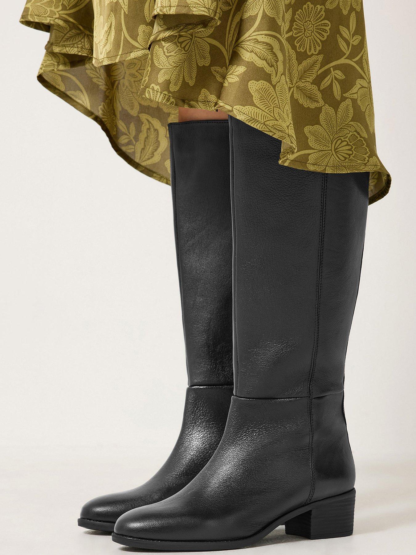 Image 1 of 4 of Yours Clean Leather Block Heel Long Boot