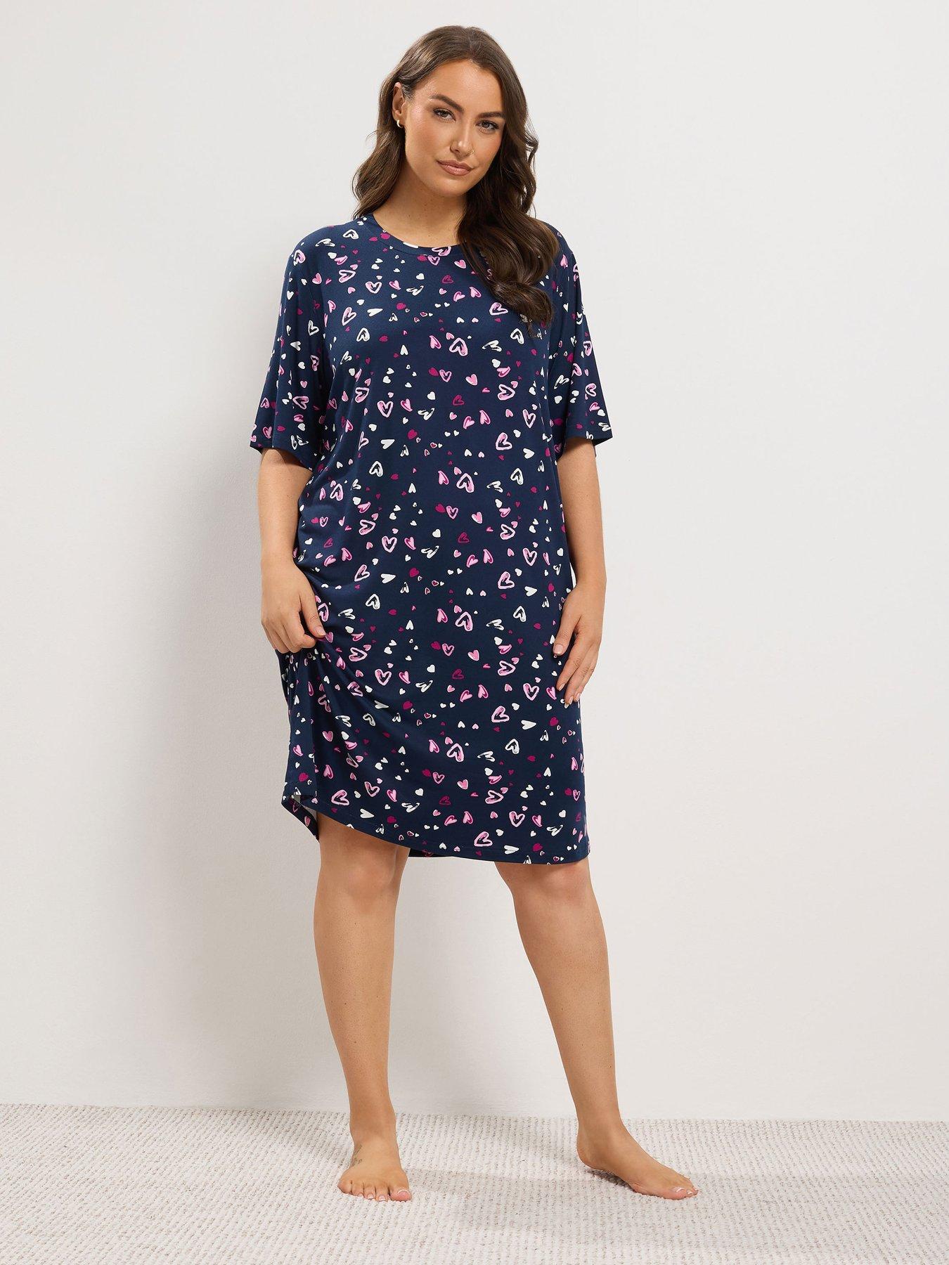 Image 1 of 4 of Yours Curve Soft Touch Heart Side Split Nightdress