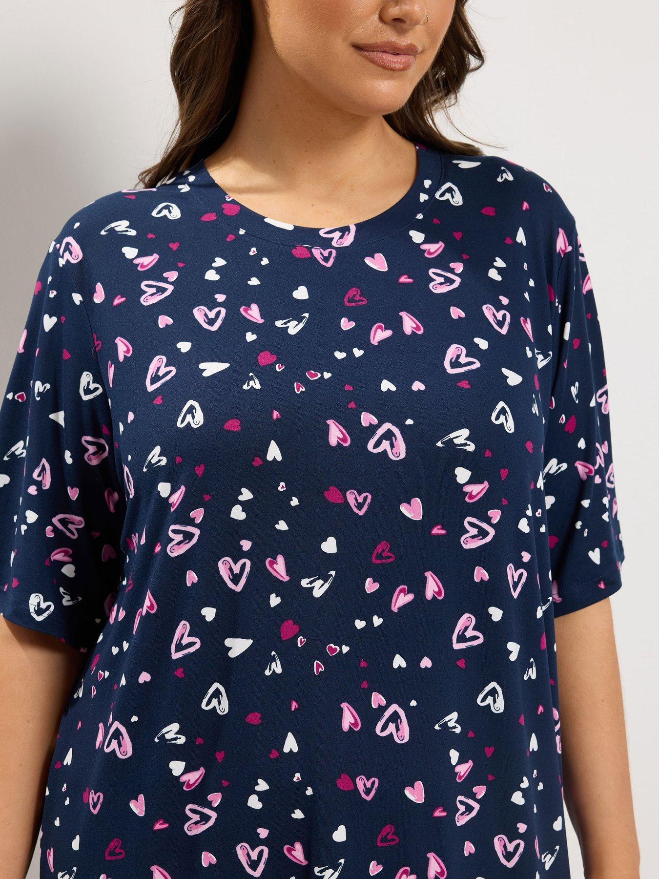 Image 4 of 4 of Yours Curve Soft Touch Heart Side Split Nightdress