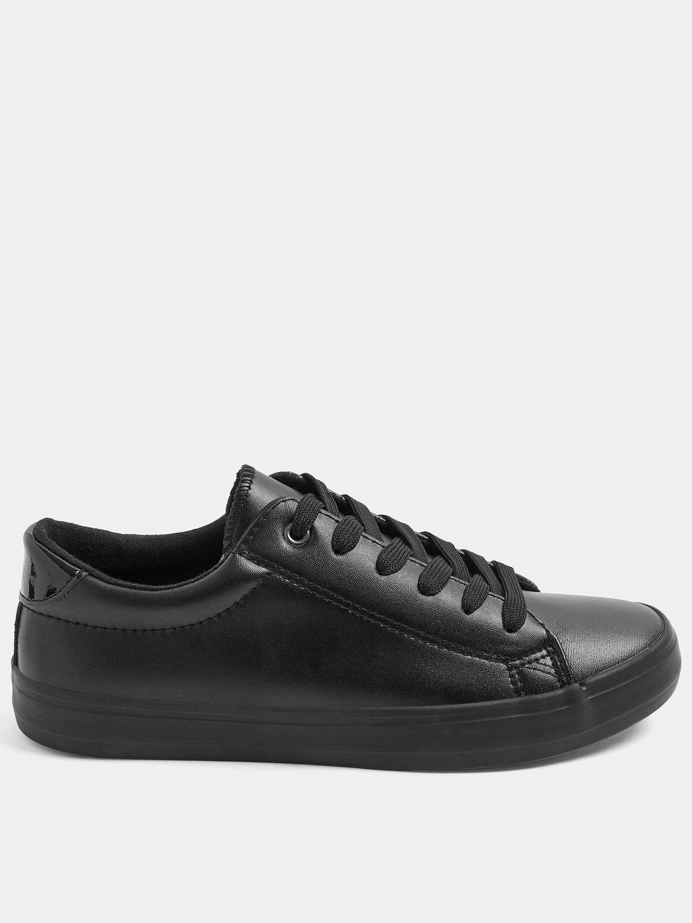 Image 1 of 4 of Yours Womens Wide Fit Slim Sole Lace-Up Low Top Trainers - Black