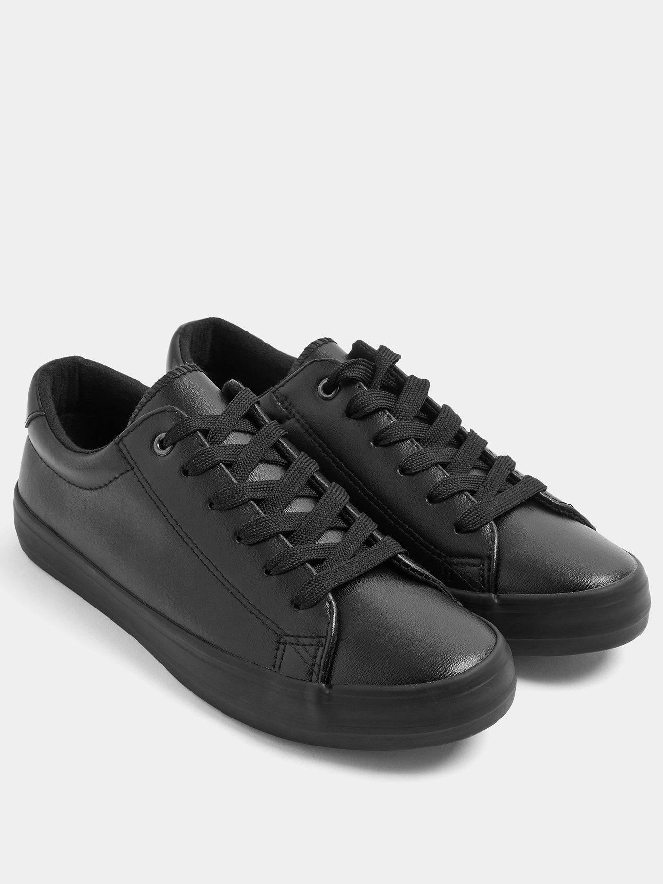 Image 2 of 4 of Yours Womens Wide Fit Slim Sole Lace-Up Low Top Trainers - Black
