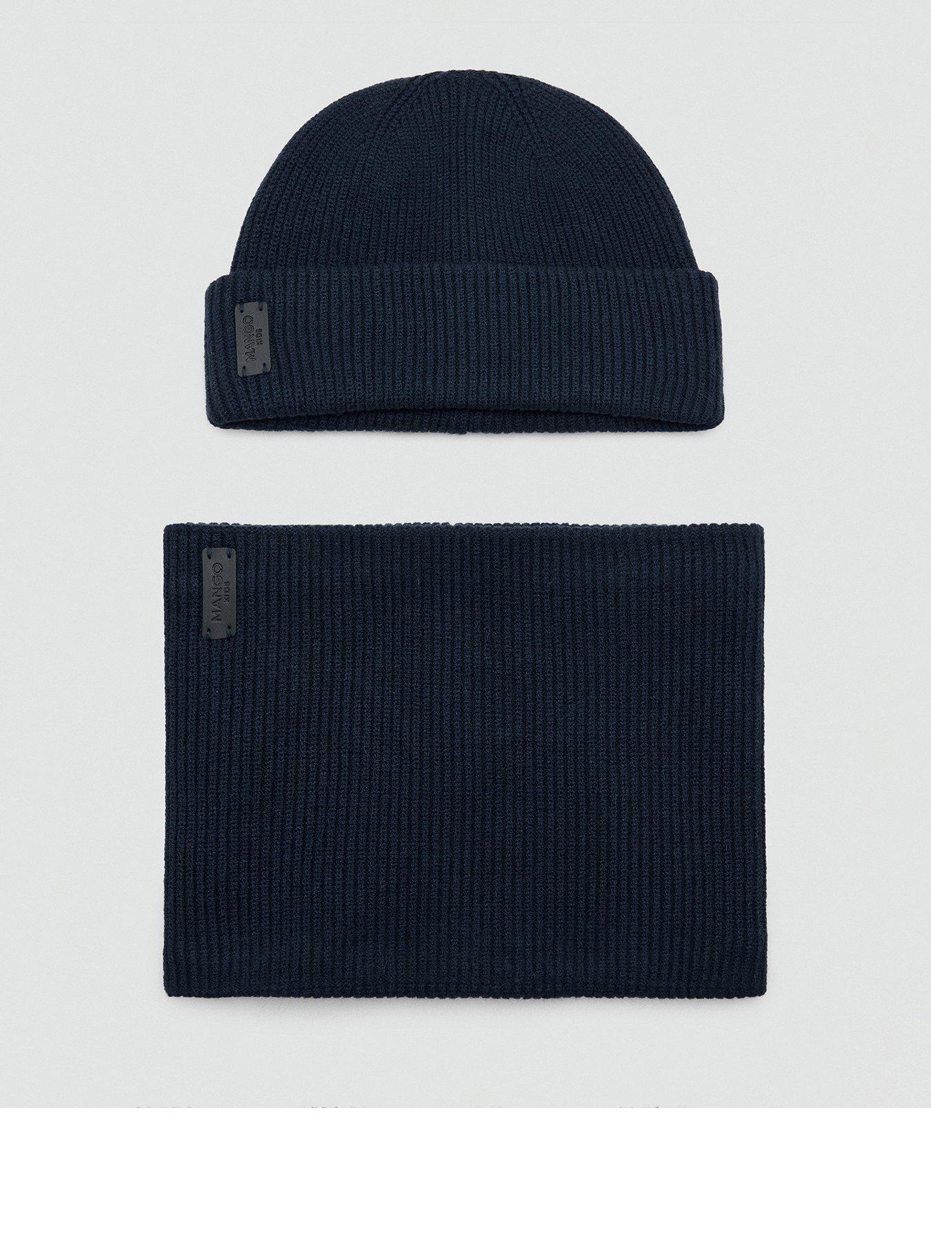 Mango Boys Rib Knit Turn-Up Cuff Beanie Hat - Navy