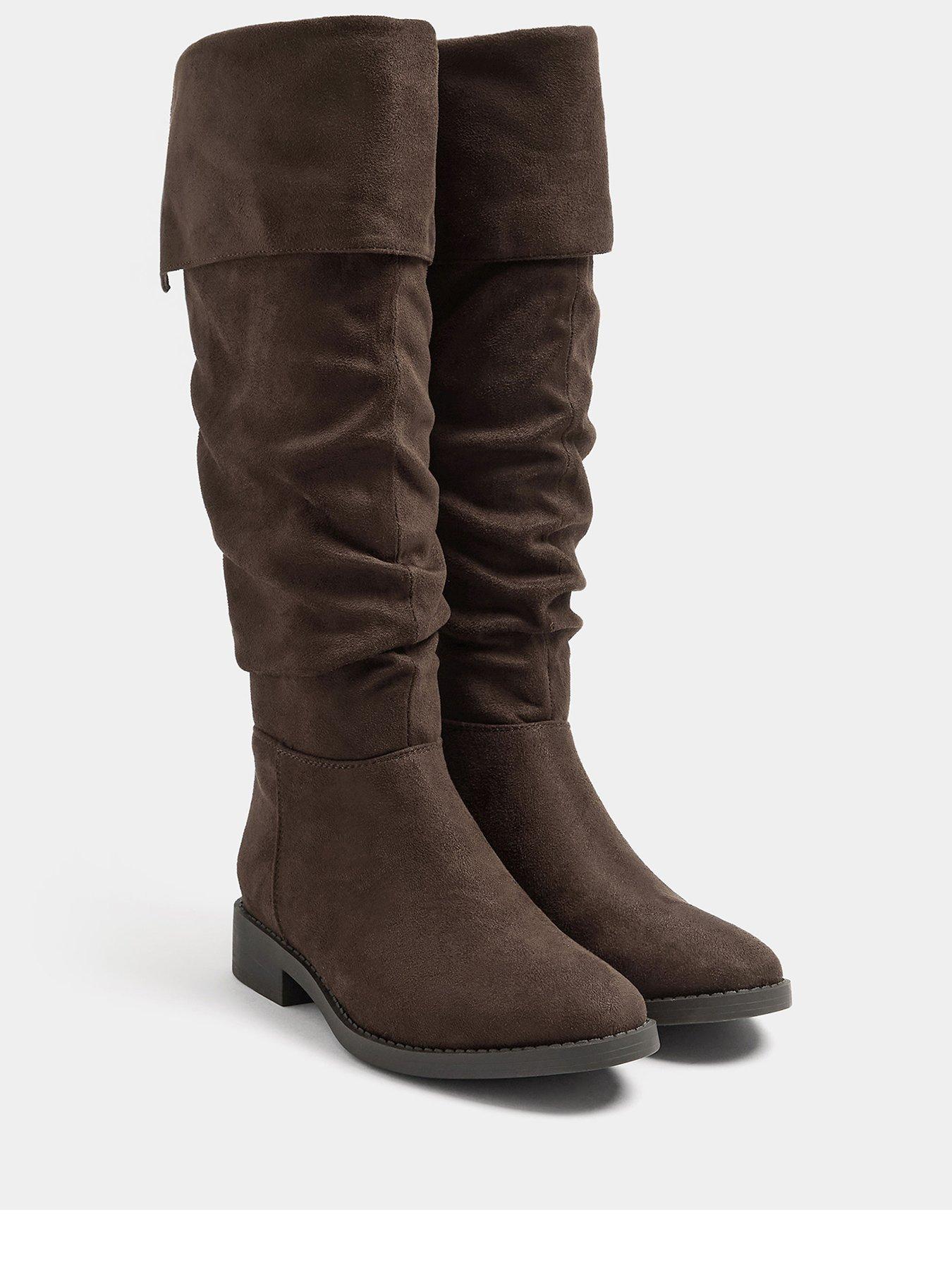 Image 2 of 4 of Yours Womens Extra Wide Fit Fold Over Ruched Boots - Brown