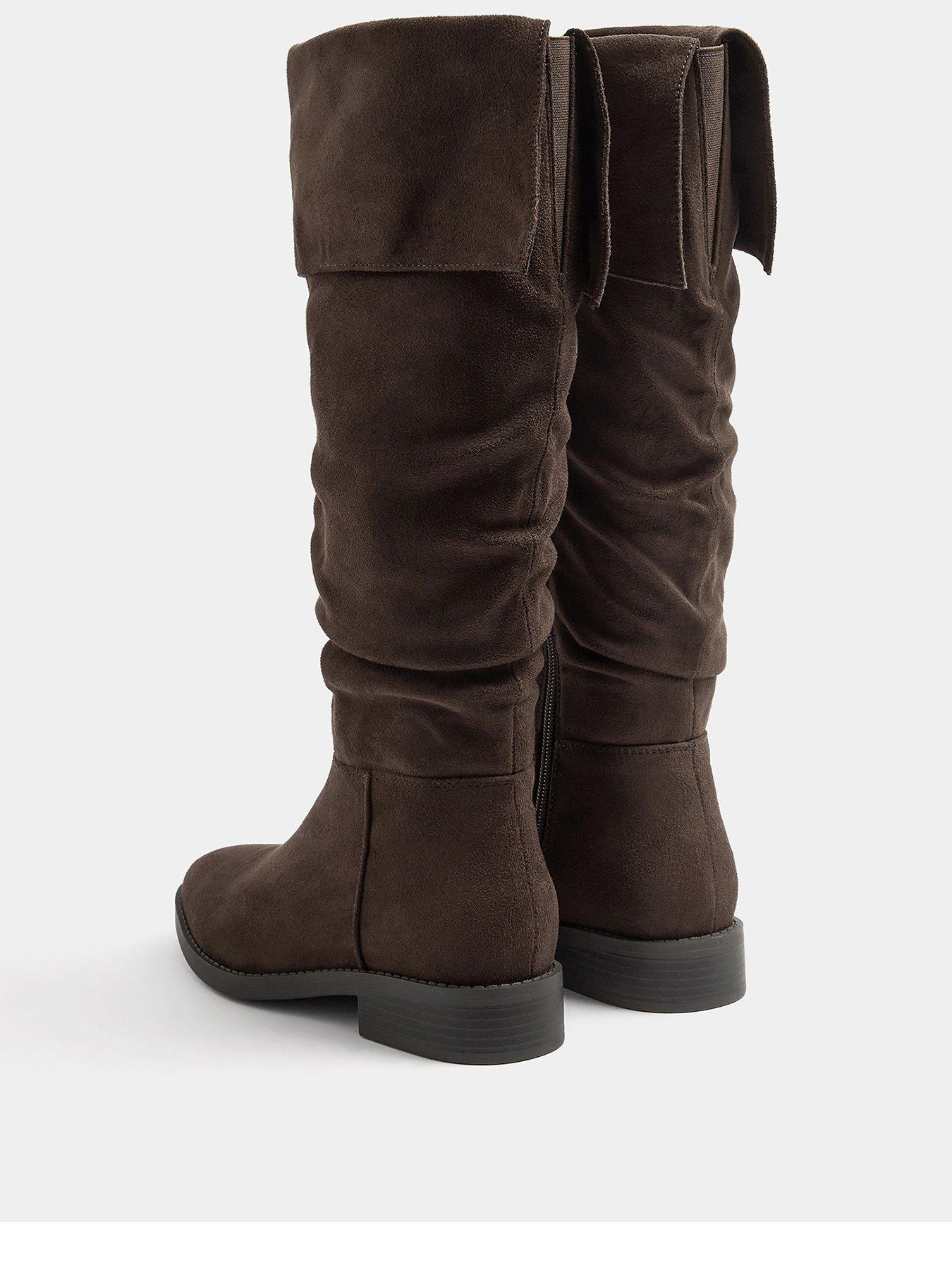 Image 3 of 4 of Yours Womens Extra Wide Fit Fold Over Ruched Boots - Brown