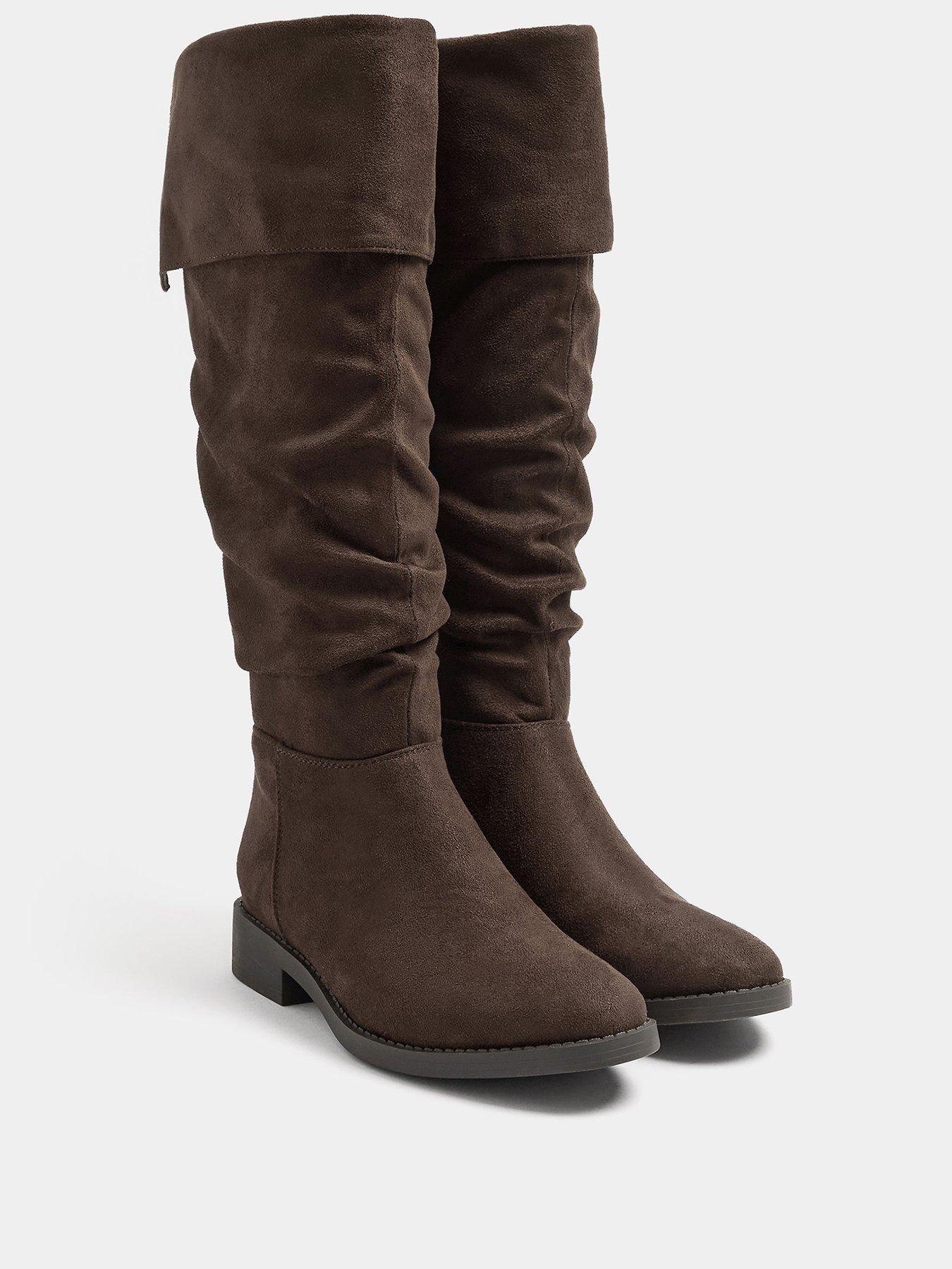 Image 2 of 4 of Yours Womens Wide Fit Fold Over Ruched Boots - Brown