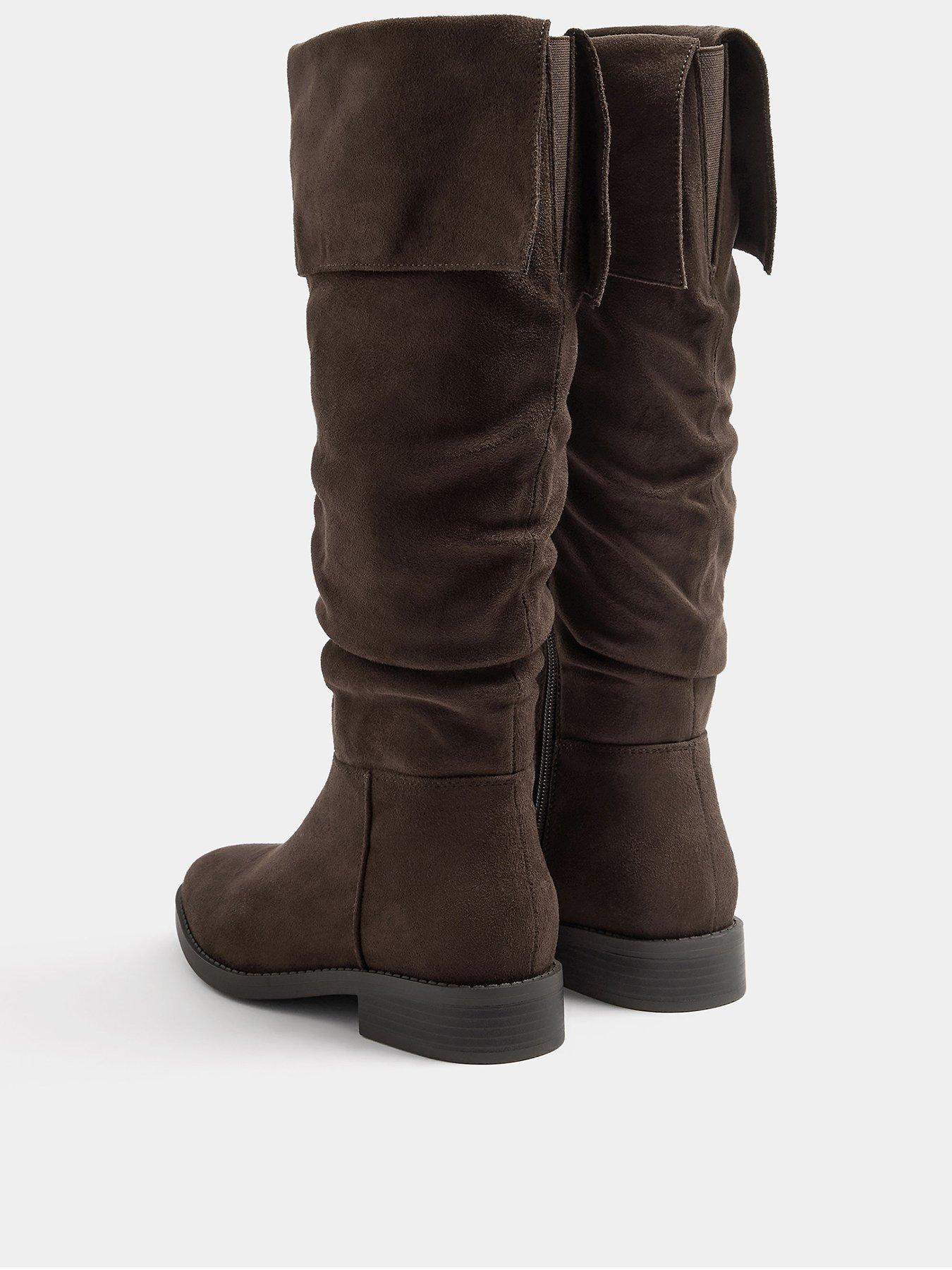 Image 3 of 4 of Yours Womens Wide Fit Fold Over Ruched Boots - Brown