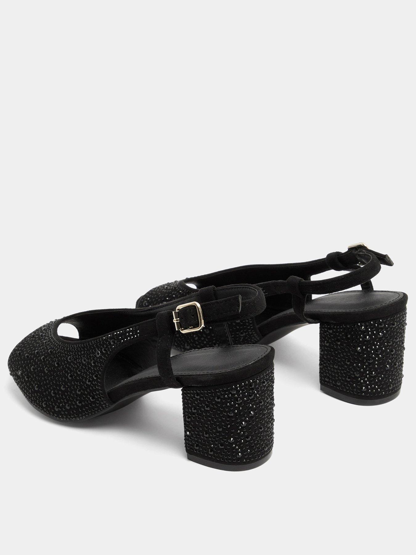 Image 2 of 4 of Yours Womens Extra Wide Fit Slingback Peep Toe Block Heel - Black
