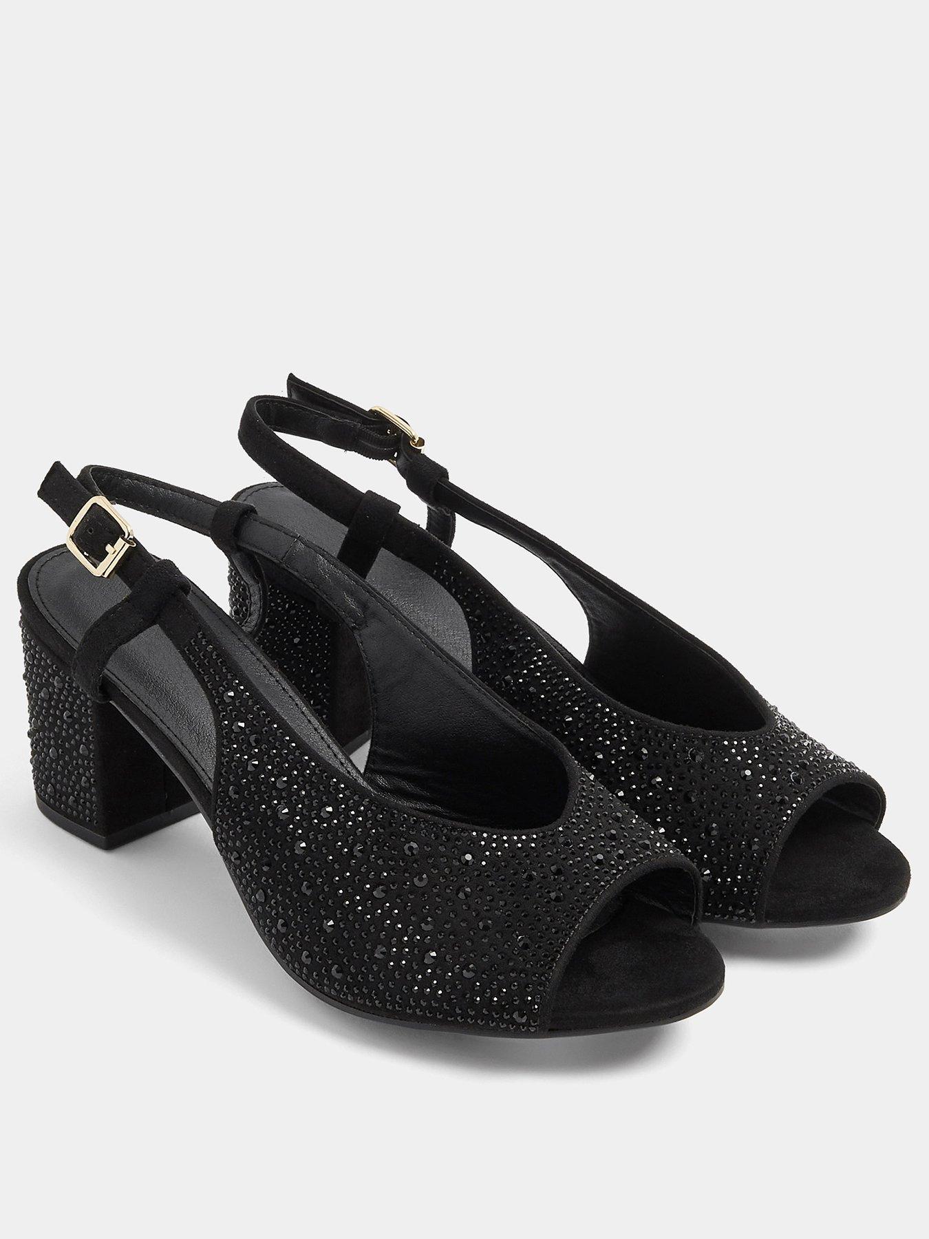 Image 3 of 4 of Yours Womens Extra Wide Fit Slingback Peep Toe Block Heel - Black
