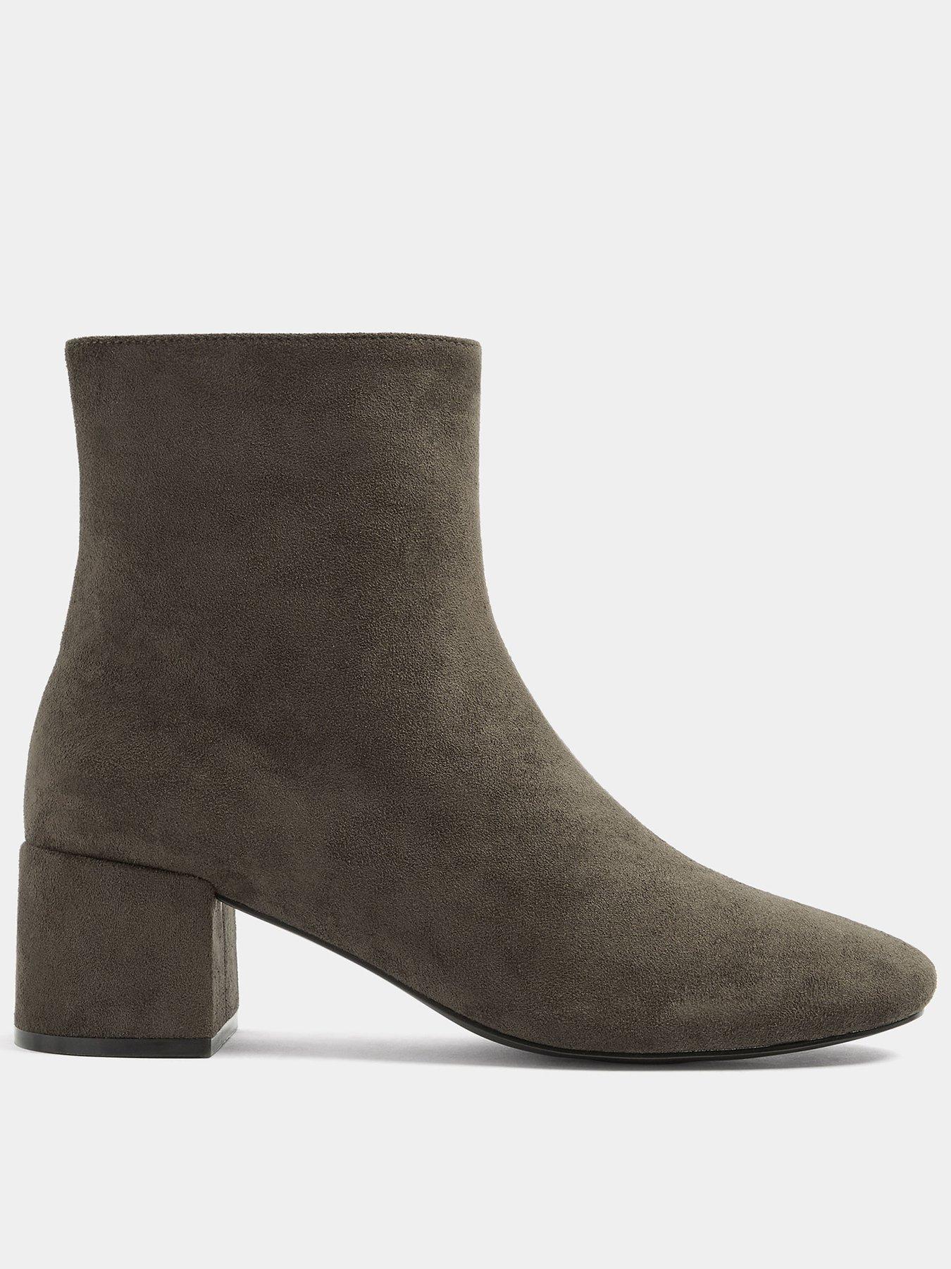 Image 1 of 4 of Yours Womens Wide Fit Block Heel Ankle Boots - Green