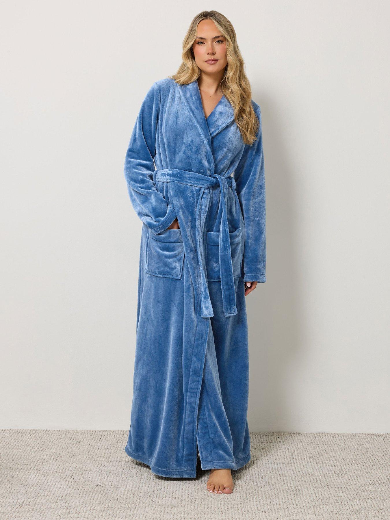Image 1 of 4 of Long Tall Sally Womens Tall Super Luxe Shawl Maxi Dressing Gown - Blue