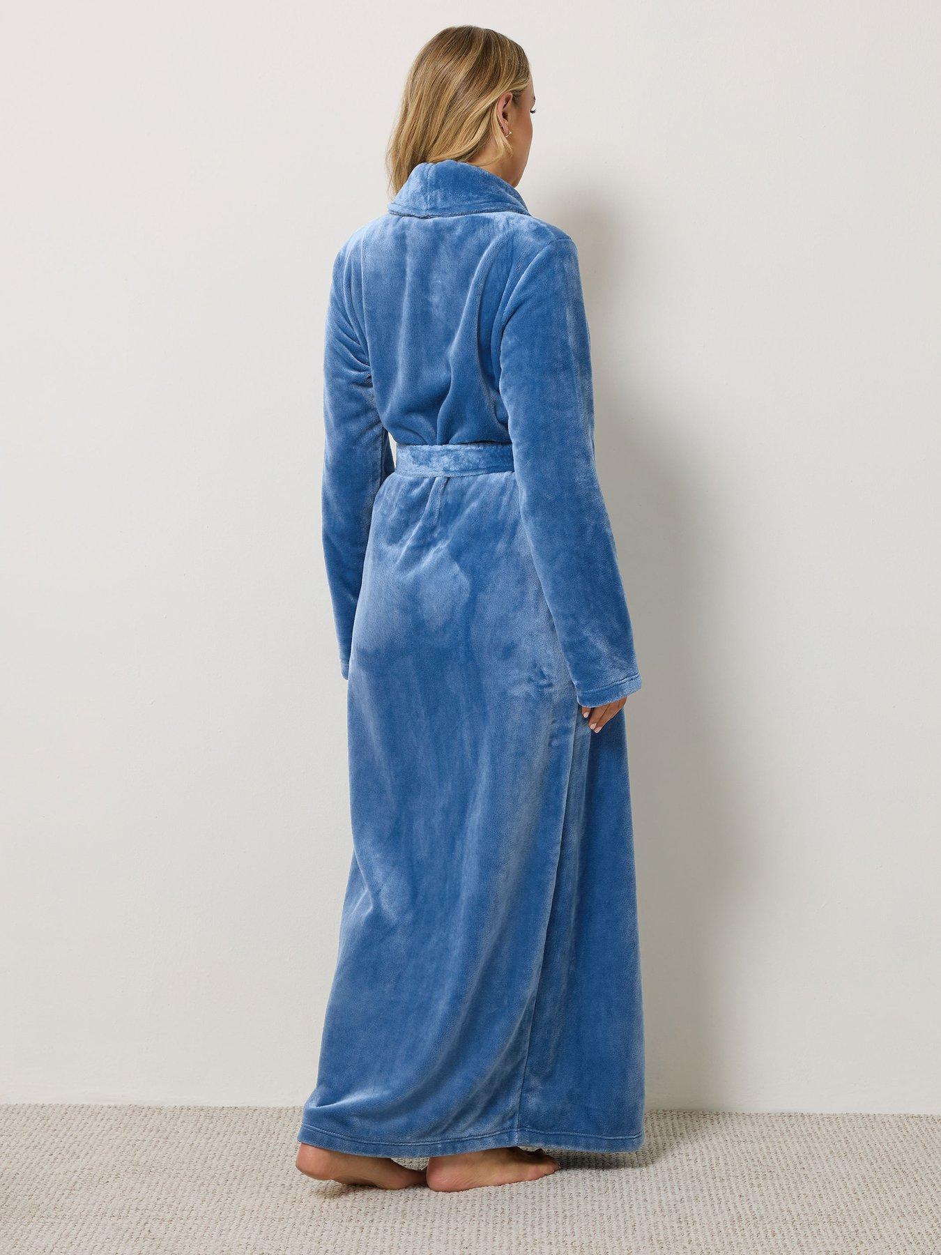 Image 2 of 4 of Long Tall Sally Womens Tall Super Luxe Shawl Maxi Dressing Gown - Blue