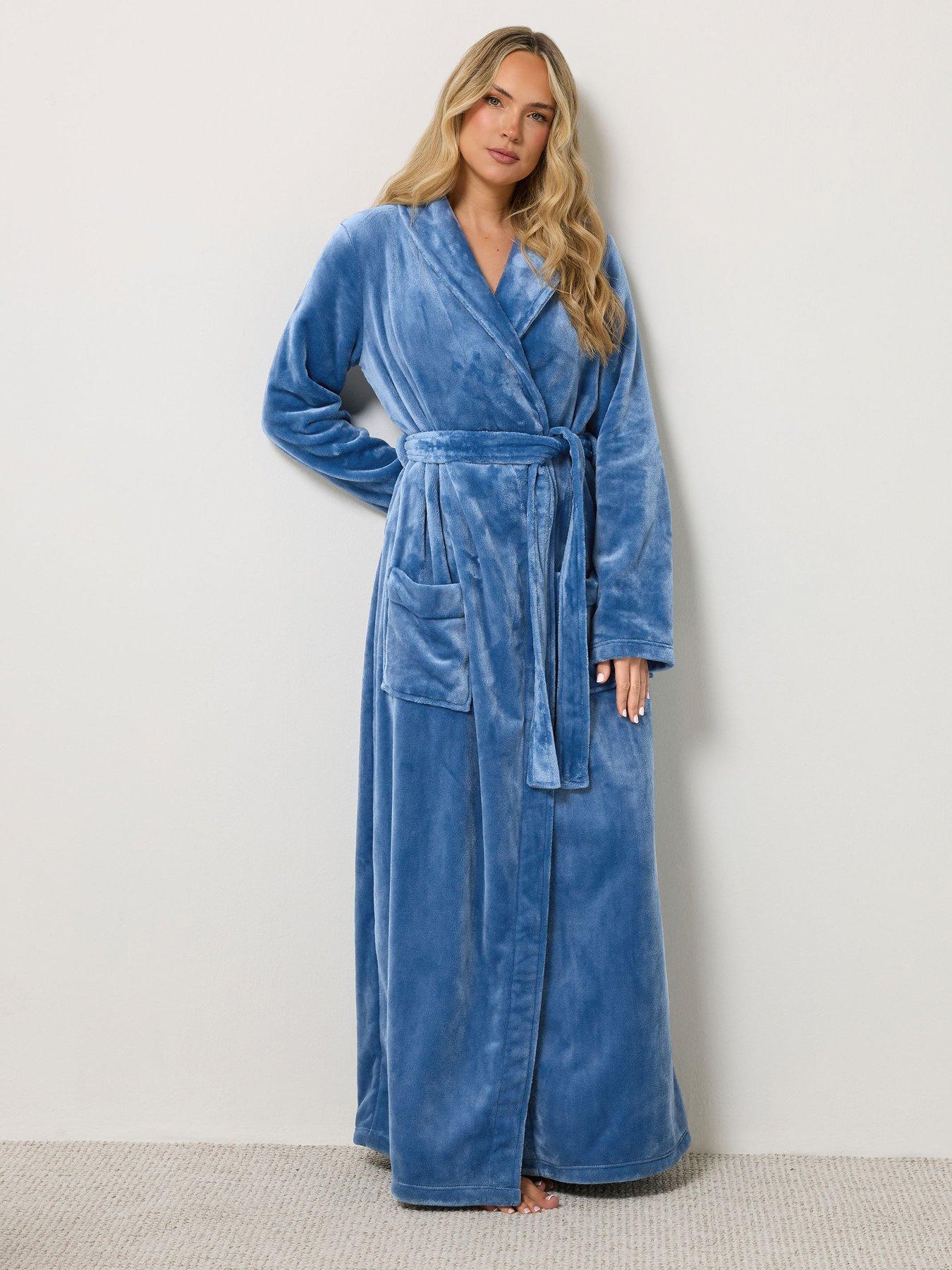 Image 3 of 4 of Long Tall Sally Womens Tall Super Luxe Shawl Maxi Dressing Gown - Blue