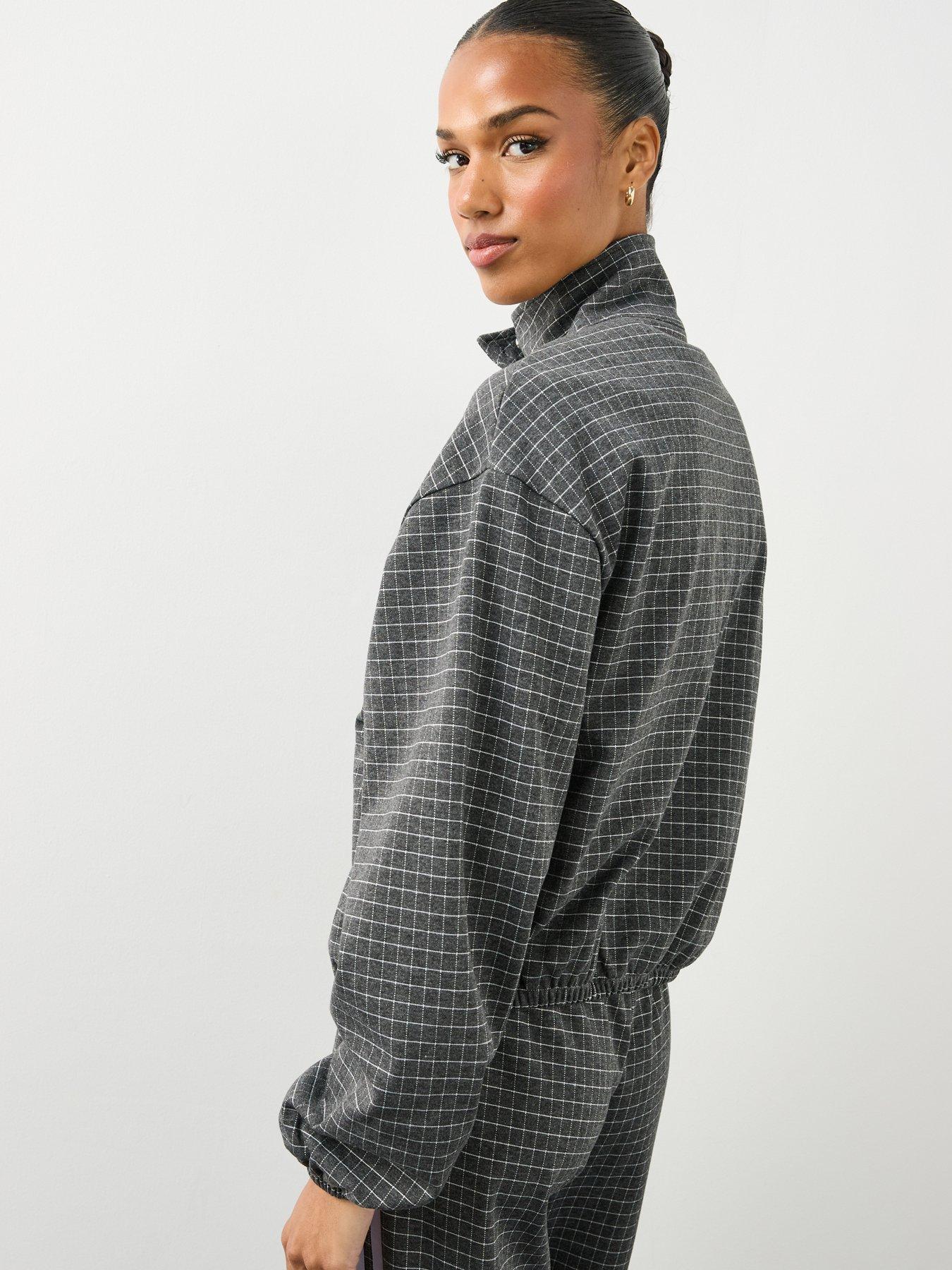 Image 2 of 7 of The Very Collection Womens Funnel Neck Popper Front Check Co-ord Jacket