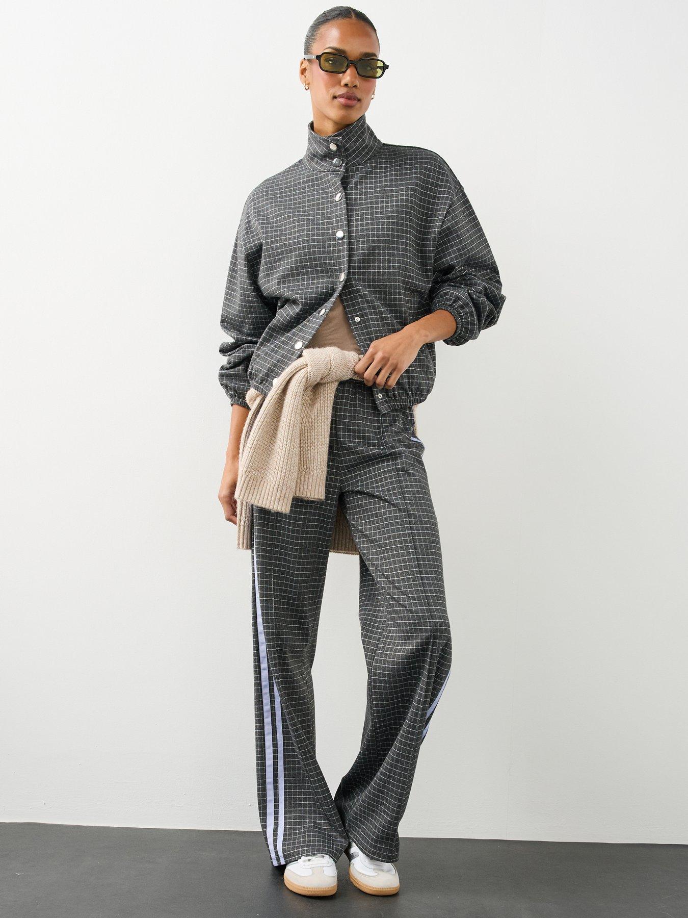 Image 3 of 7 of The Very Collection Womens Funnel Neck Popper Front Check Co-ord Jacket